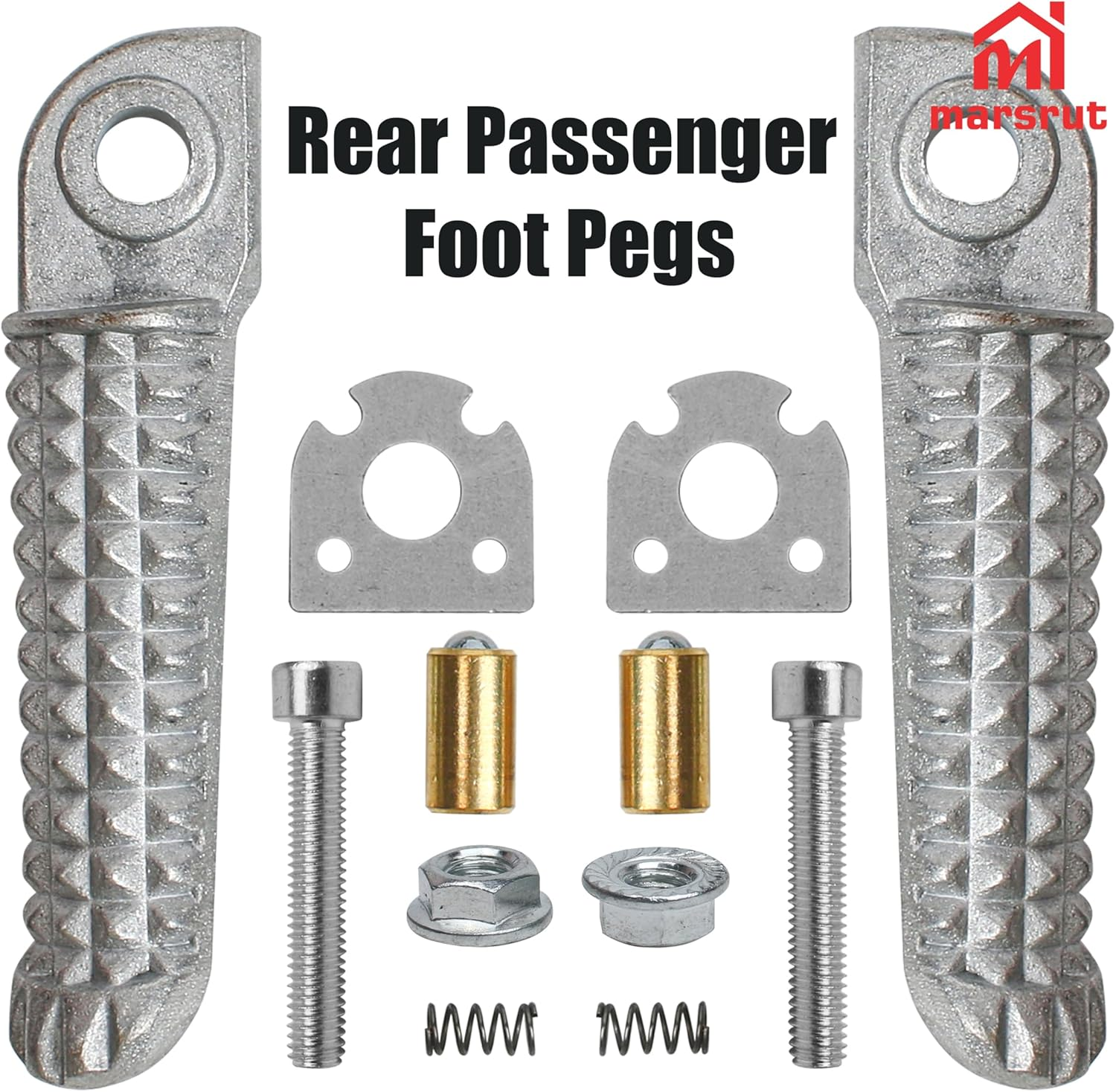 1 Pair Rear Foot Pegs Compatible with Yamaha YZF R3 R25 MT25 MT03 MT-03 2014-2023, Motorcycle Footrest Pedal Bracket Peg Rest, Aluminum Passenger Footpeg Set, Posapies Para Moto (10Pcs, Color: Silver) image number 2