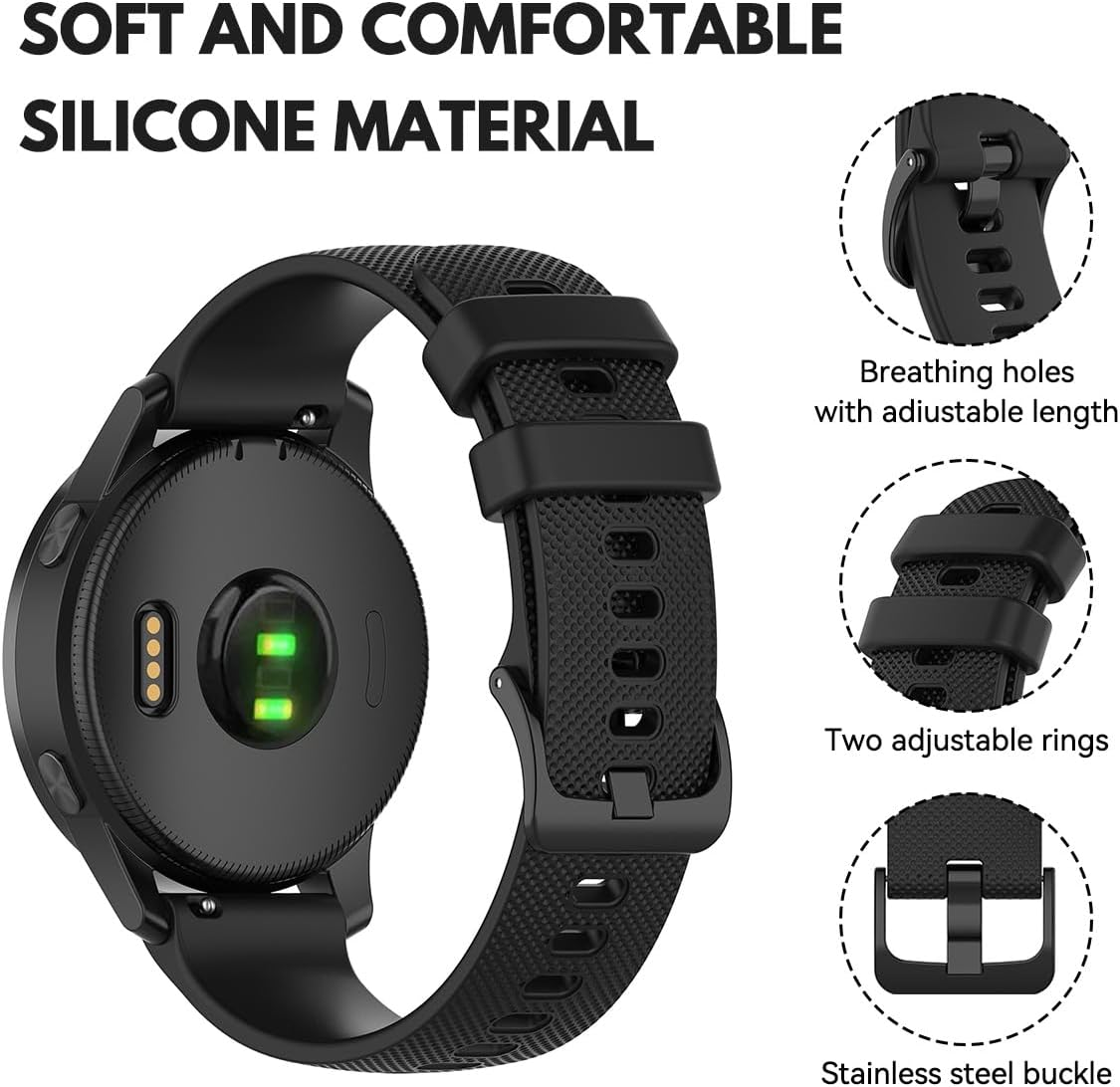 (3 Pack)T Tersely Compatible for Garmin Venu 4 45Mm/3/Forerunner 265 /Vivoactive 4 45Mm / Forerunner 255 /Forerunner 255 Music/ Venu 2, 22Mm Silicone Straps Sport Watch Band Quick Release Strap for Garmin Smartwatch