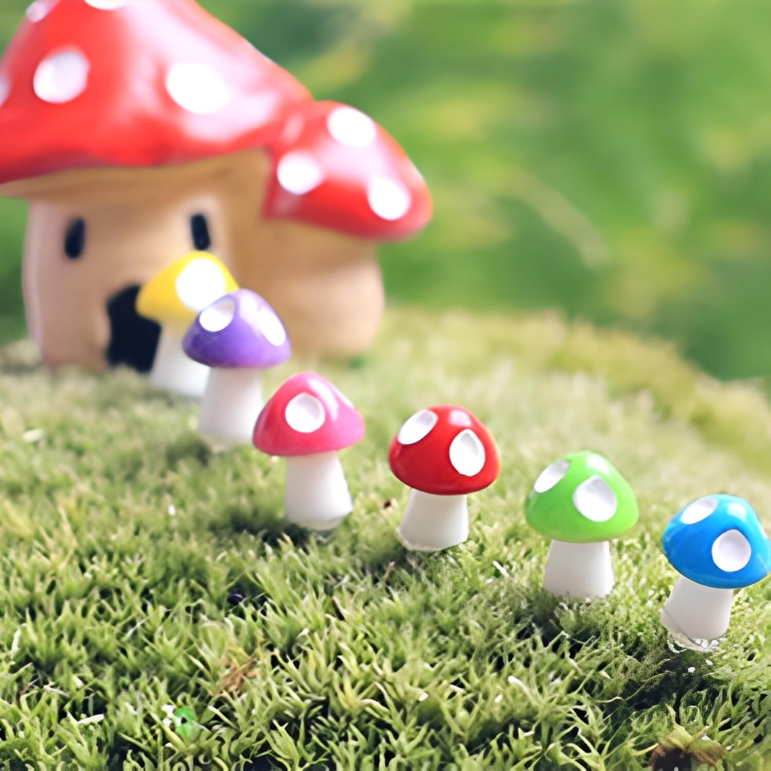 Mini Resin Mushroom Figurines 200 Pcs, Tiny Mushrooms Fairy Garden Statue Decorations Accessories, Miniature Resin Mushroom Outdoor Landscape Decor image number 3
