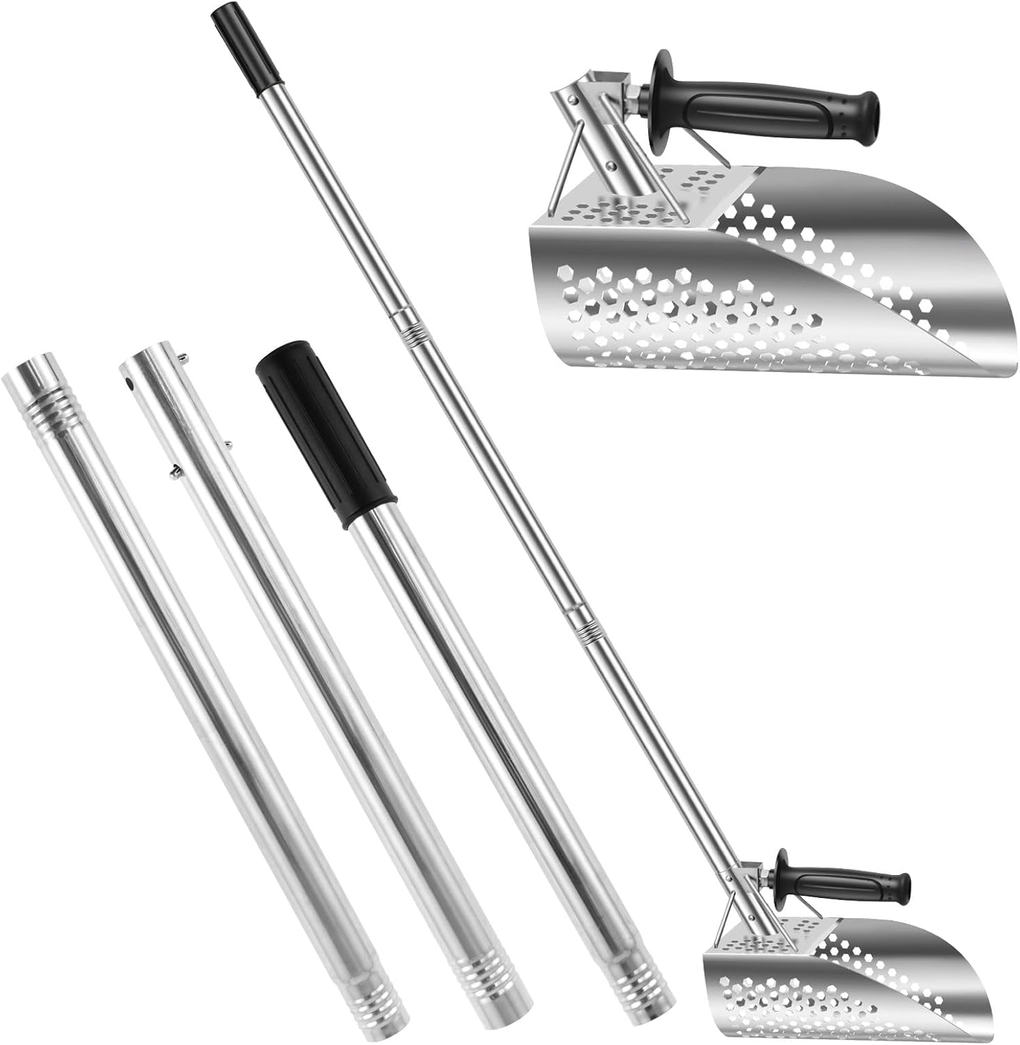 Long Handle Sand Scoop,Stainless Steel Metal Detecting Sand Scoop,Sand Scoop for Metal Detecting,Sand Scoops for Treasure Hunting,Beach Treasure Hunting Scoop for Beach Treasure Finding(Shovel) image number 1