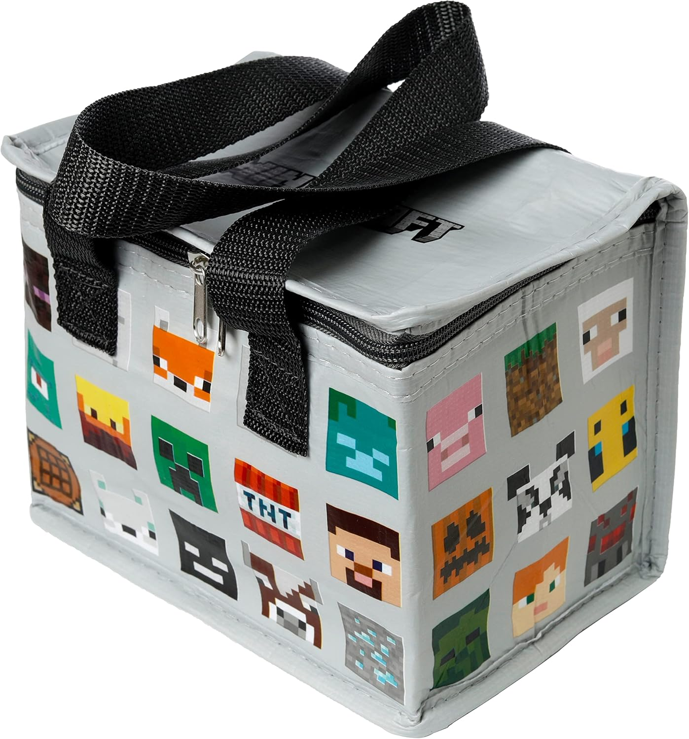Puckator Cool Lunch Bag with Minecraft Faces Design Made Out of Recycled Plastic Bottles - Insulated Lunch Bag for Women Men Children - Lunch Box Bag for Work & School - Beach Picnic Accessories image number 5