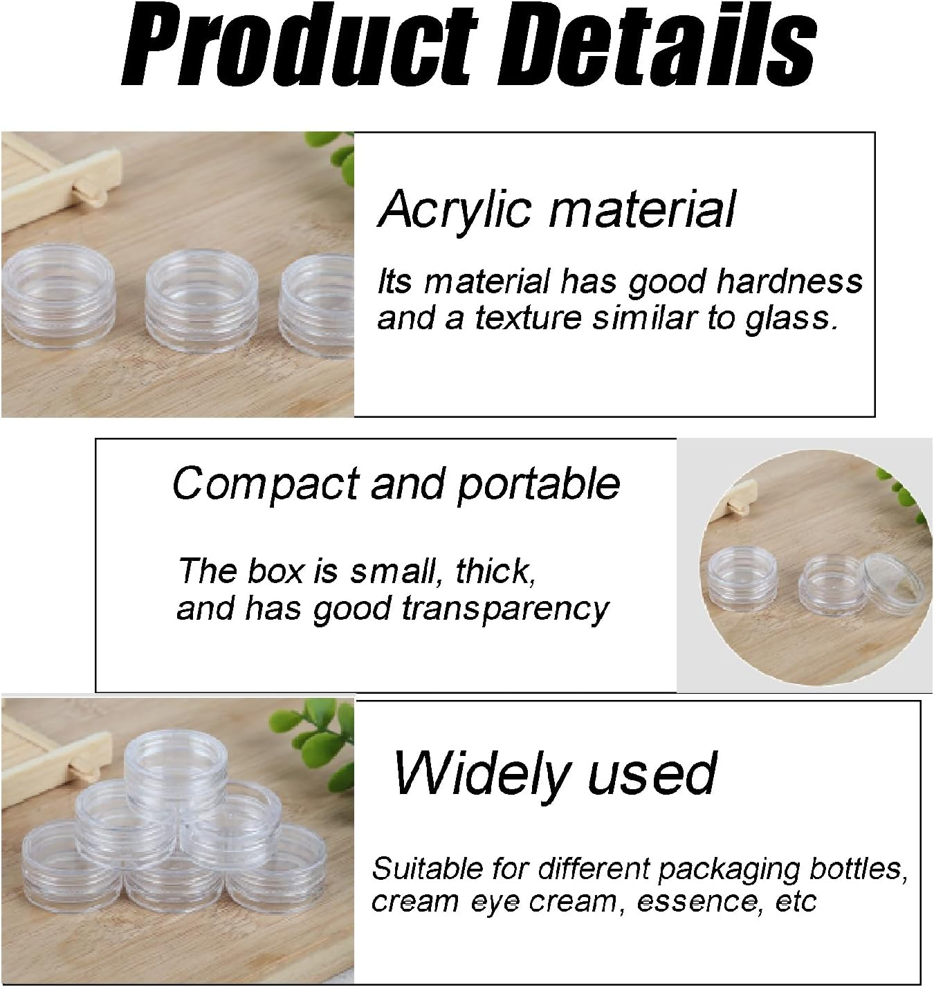 Wzenclave 36Pcs Transparent Stackable Jars round Plastic Container with Clear Lid Jewelry Bead Storage Containers Small Travel Sample Jar for Seed Beads Diamond Drills and Other Jewelry Components image number 1