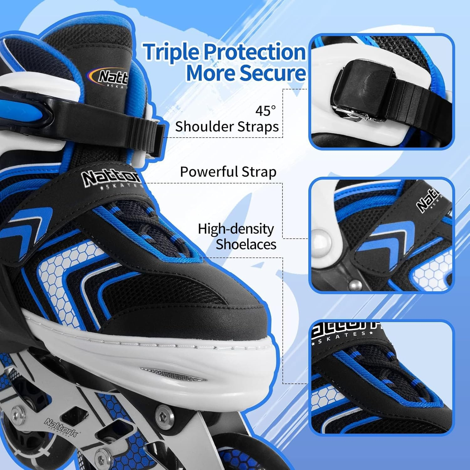 Nattork Inline Skates for Girls and Boys with Full Light up Wheels, Adjustable Beginner Roller Skates for Kids Youth