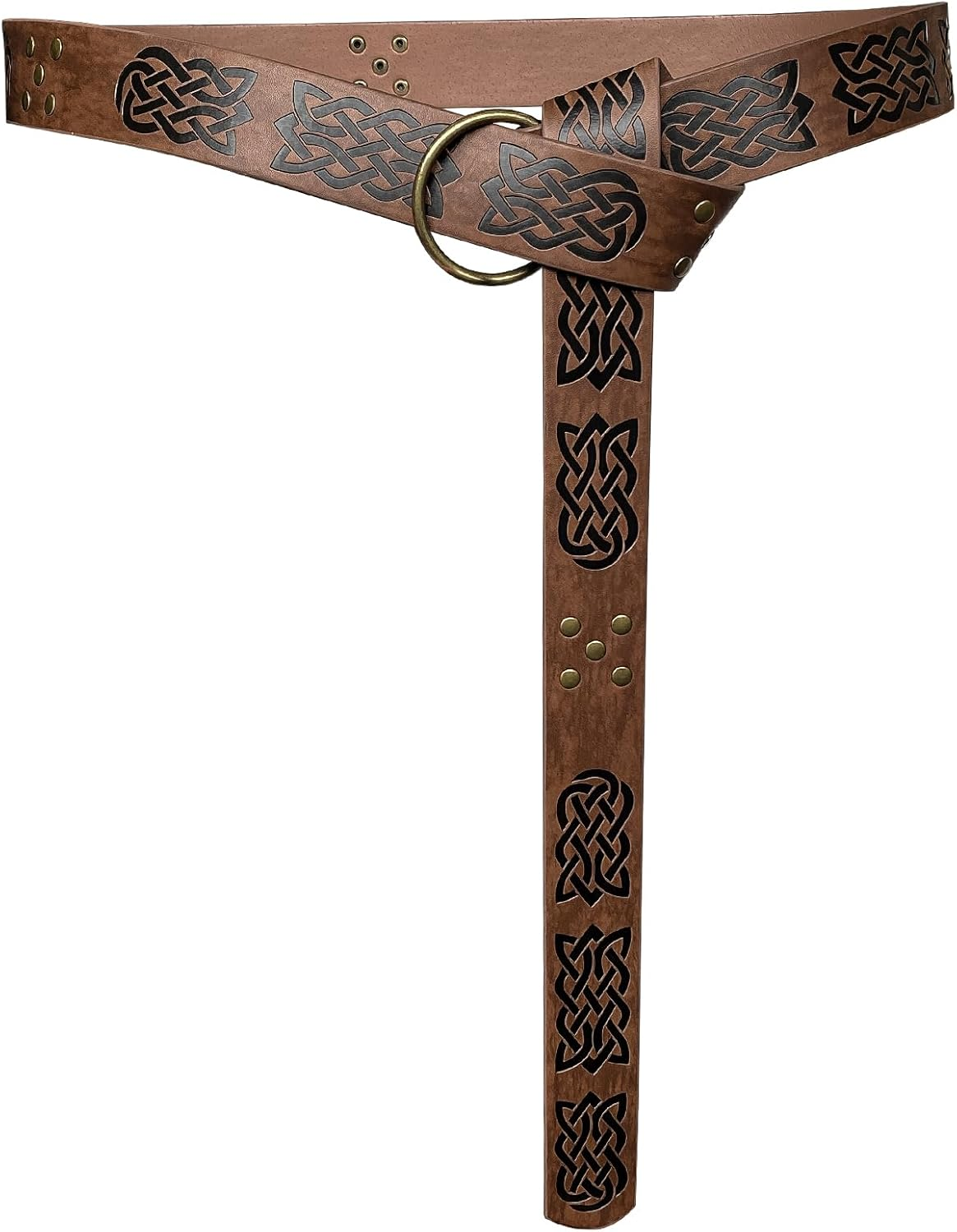 Medieval Viking Belt for Men Renaissance Knight Belt Embossed PU Leather O Ring Belt Viking Costume LARP Accessories