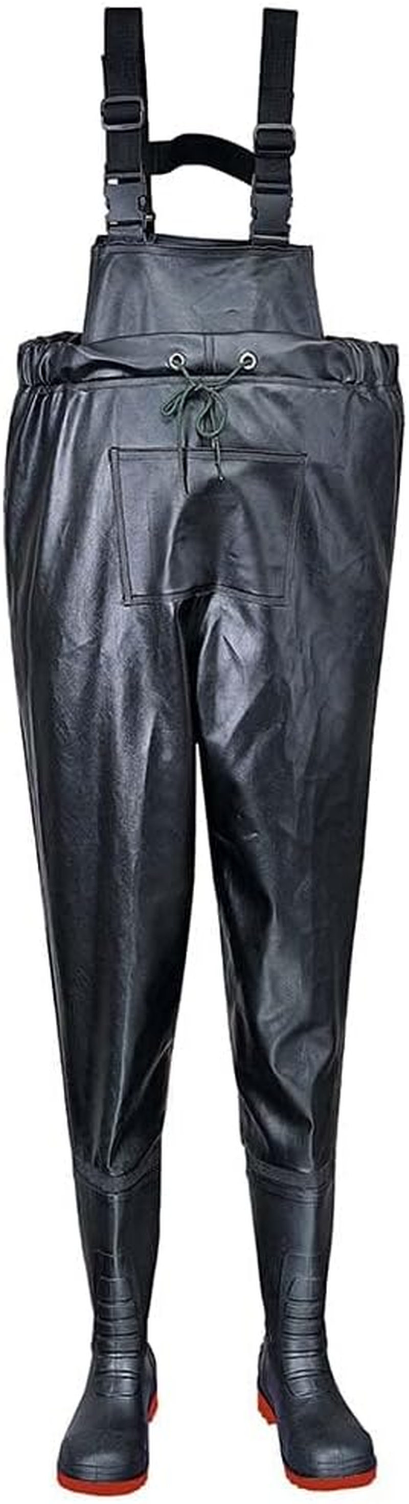 Portwest FW74 Steel PVC Chest Wader Waterproof Safety Workwear Steel Toecap Midsole Slip-Resistant Fuel Oil Resistant Adjustable Straps Durable Heavy-Duty Protection Comfortable Fit, Black, 39 image number 2
