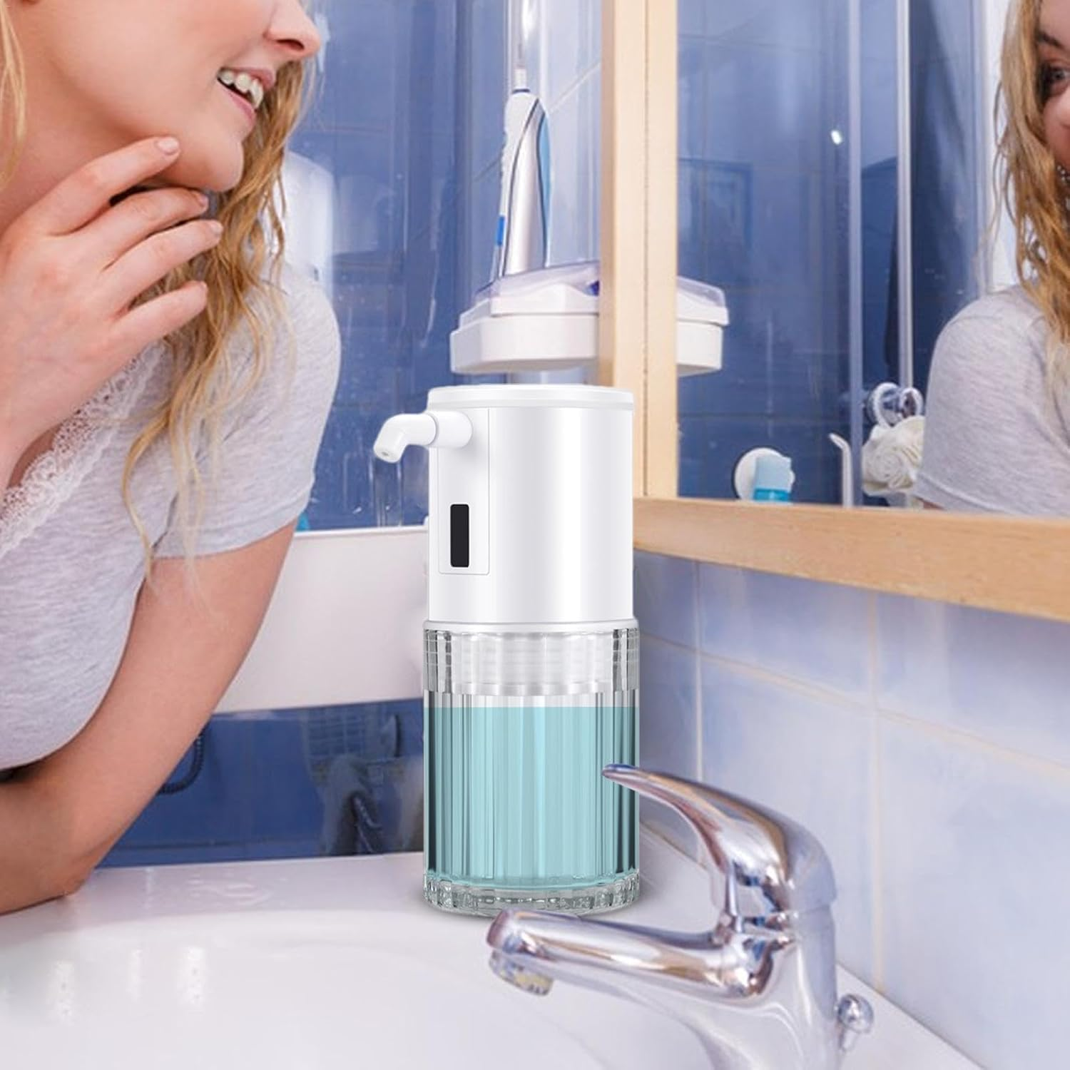 Glass Mouthwash Dispenser - Automatic Mouthwash Dispenser, Touchless Mouthwash Container | Rechargeable Countertop Mouth Wash Container, 3-Mode Glass Mouth Pump Dispenser for Bathroom and Kitchen image number 5
