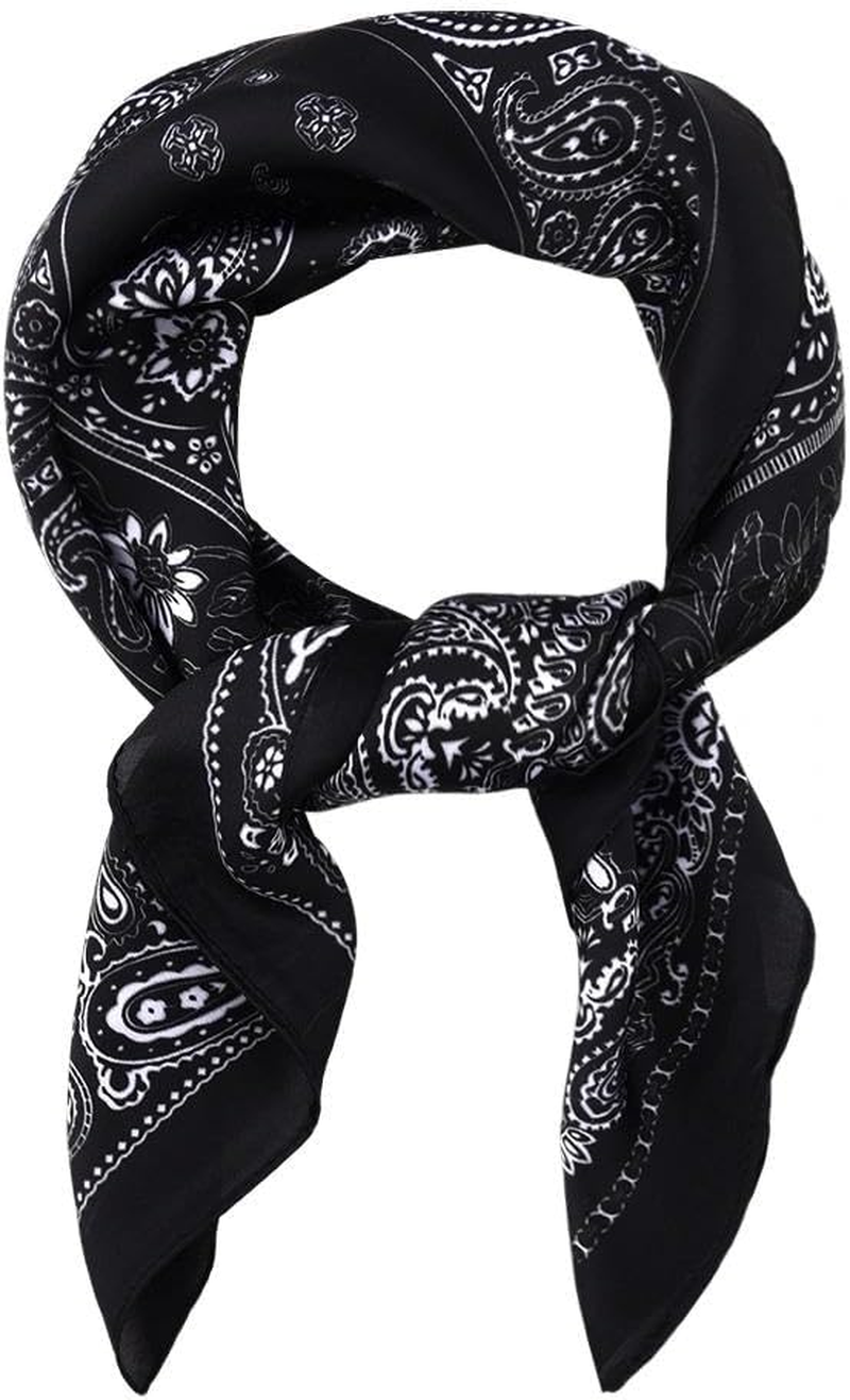 Satin Head Scarf Silky Feeling Bandana Hair Wrap for Women Silk Neck Scarves Paisley Headscarf Lightweight Square Scarf Neckerchief Handbags Accessories