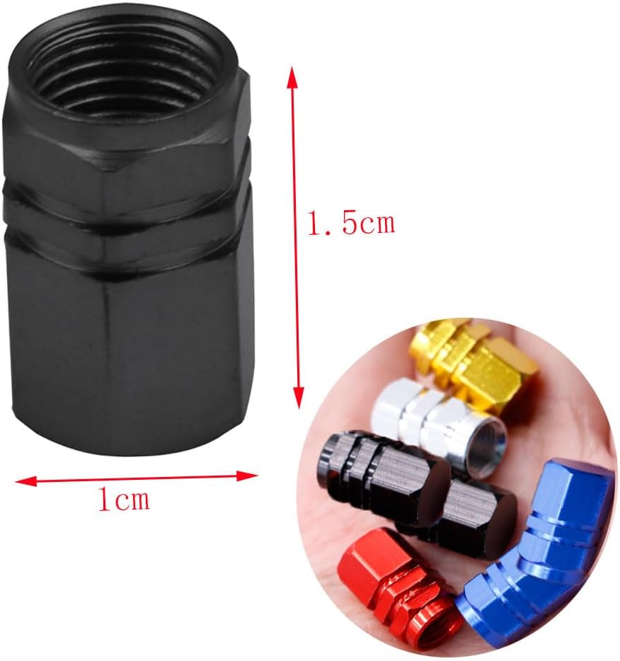Valve Stem Caps 20 Pcs, Tire Valve Caps Valve Stem Caps, Hexagon Shape, for Motorbike, Car, Bike, Trucks, Bicycle for Prevent Air Leakage(Blue, Silver, Red, Gold, Black) image number 2
