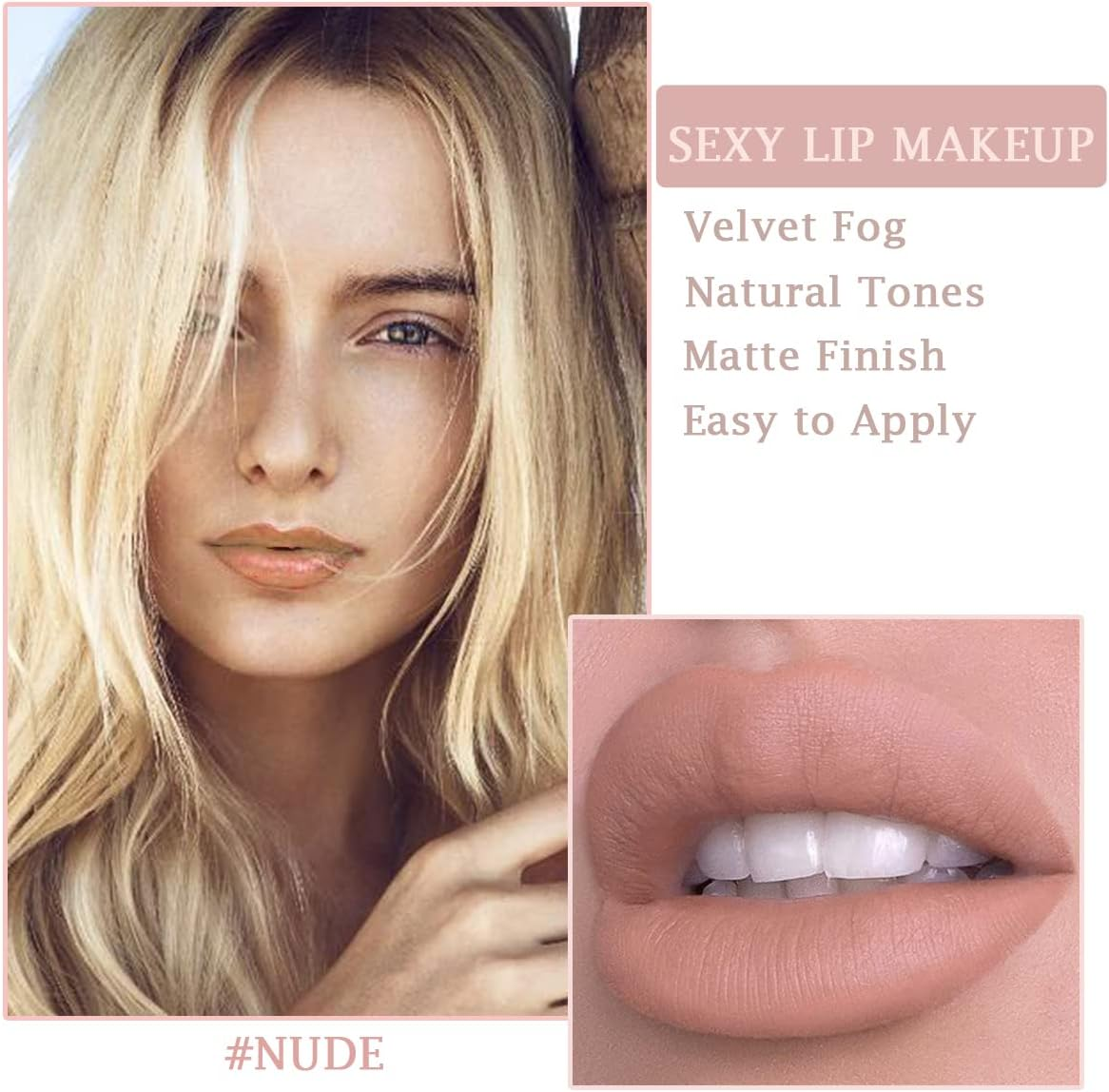 Wimode Matte Nude Lipstick,Silky Velvet Lip Gloss Waterproof Long Lasting Lipstick for Women Lip Stick Non-Stick Cup(002#) - 003 image number 3