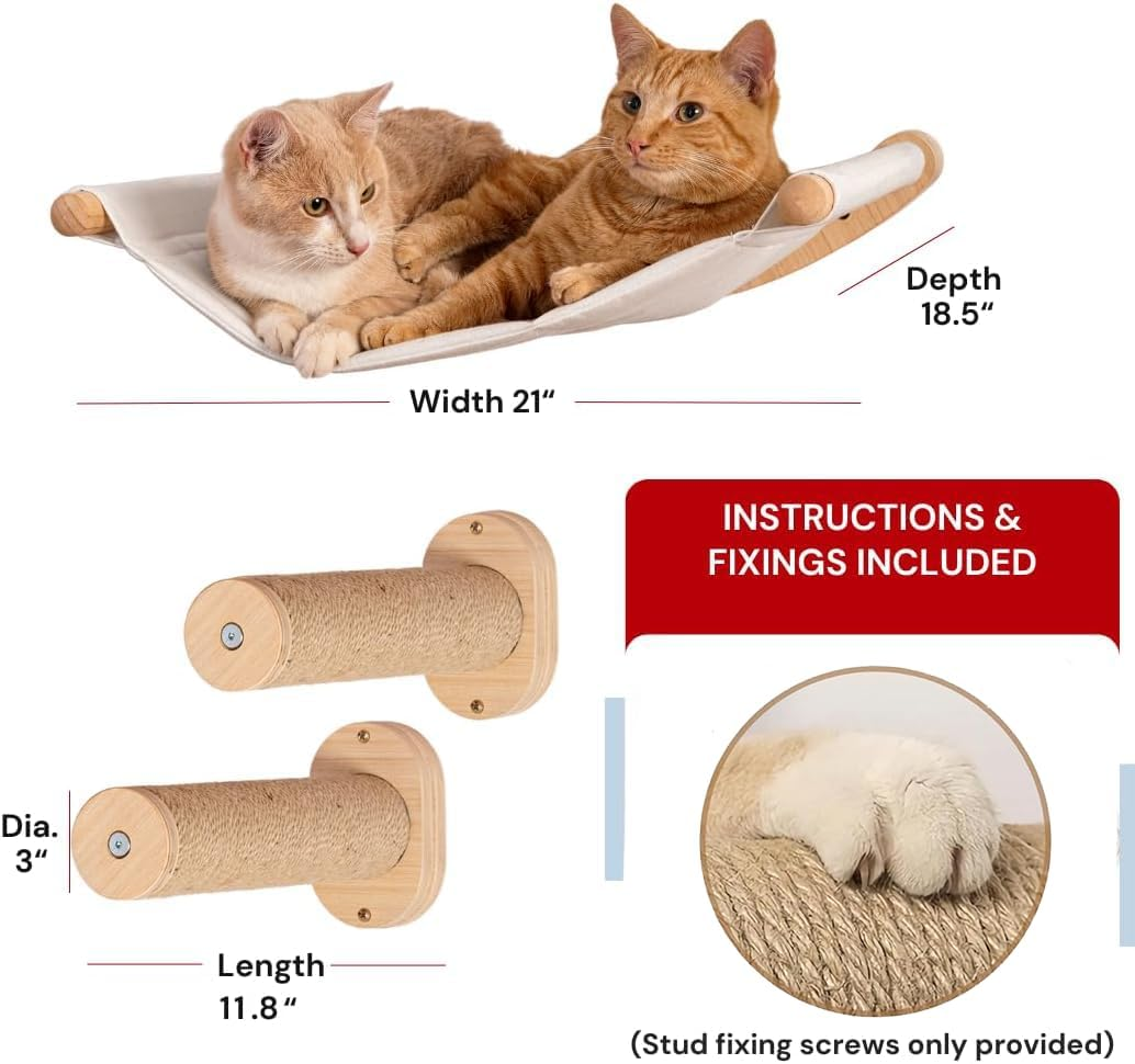 Wall-Mounted Cat Hammock with Steps &ndash; Cat Wall Shelves for Climbing, Sleeping, and Lounging &ndash; Modern Cat Furniture for Large Cats and Kittens image number 5