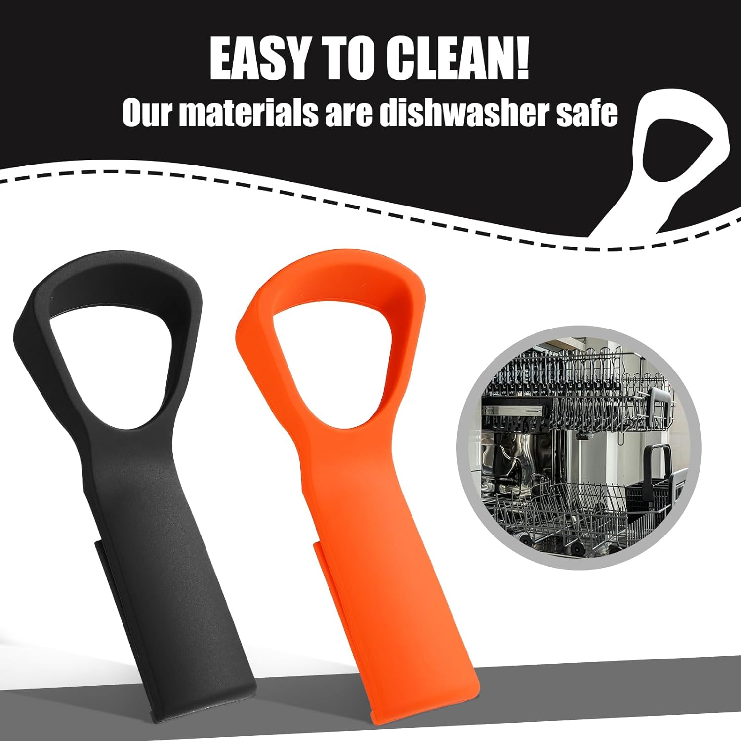 2Pcs Handle Compatible with Air up Water Bottle, Silicone Bottle Handle Fastening Water Bottle Handle Grip Accessories Bottle Handle Belt for Carrying Sports Event School Home (Black, Orange)