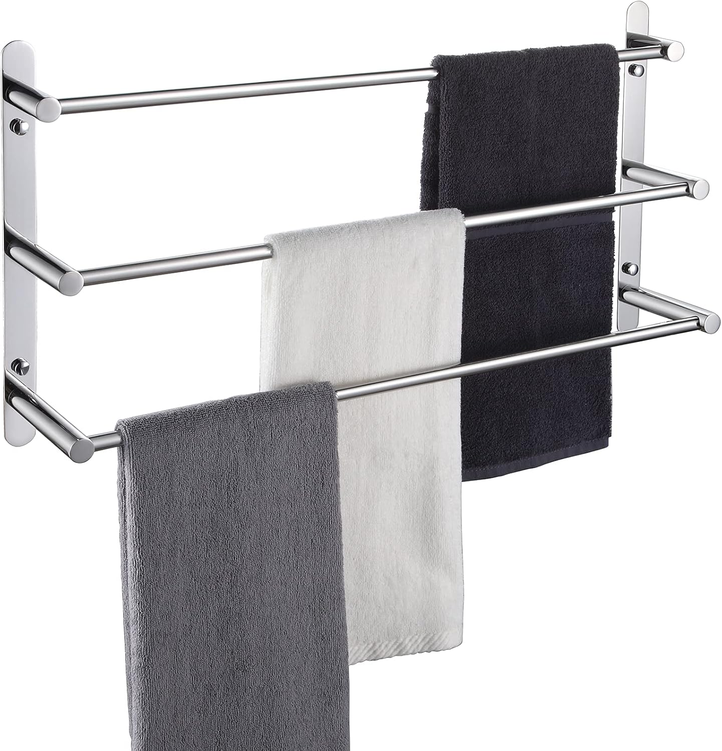 KOKOSIRI Bath Towel Bars Bathroom 3-Tiers Ladder Towel Rails Wall Mounted Towels Shelves Rack Stainless Steel, Polished Chrome, B5002CH
