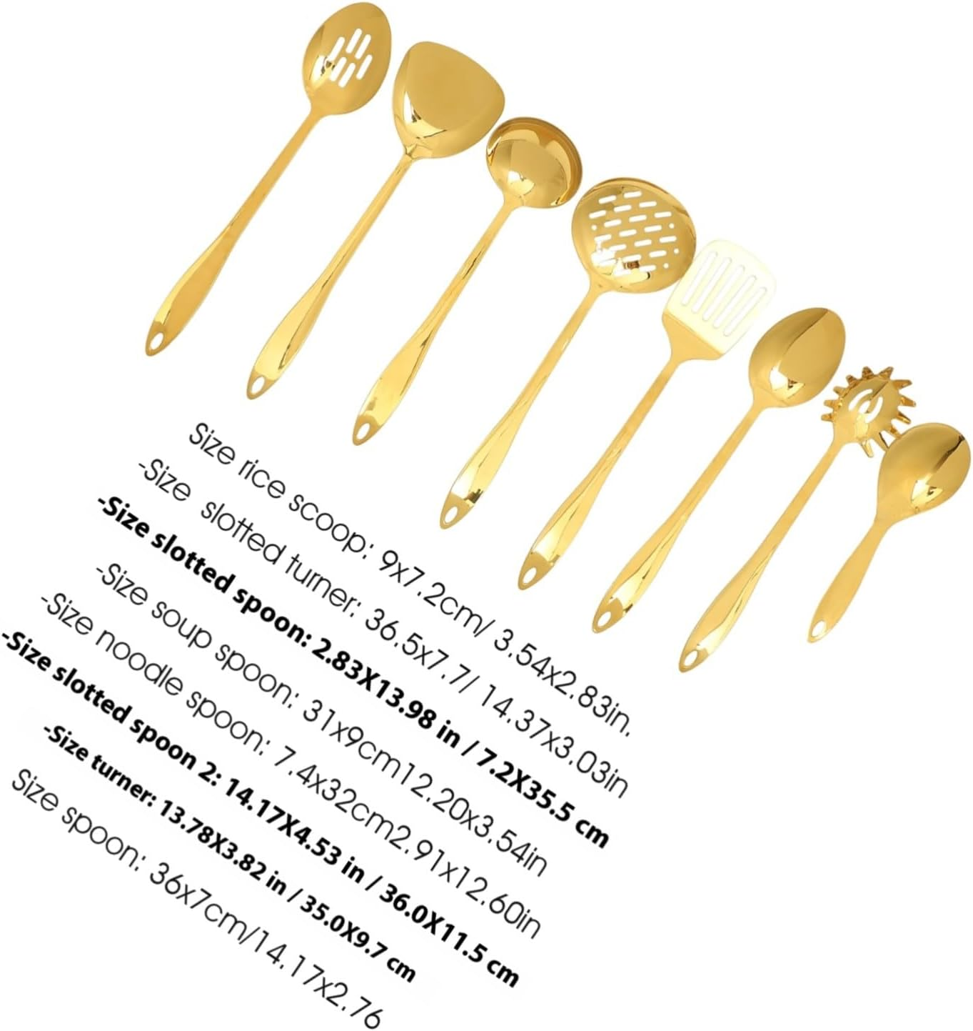 Stainless Steel Kitchen Utensil Set Gold Cooking Spatula and Scoop Kit Ergonomic Design Dishwasher Safe Tools for Stir-Frying and Braising image number 5