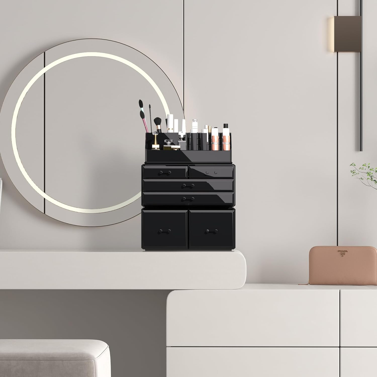 Readaeer Makeup Cosmetic Organizer Storage Drawers Display Boxes Case 6 Drawers Black image number 2