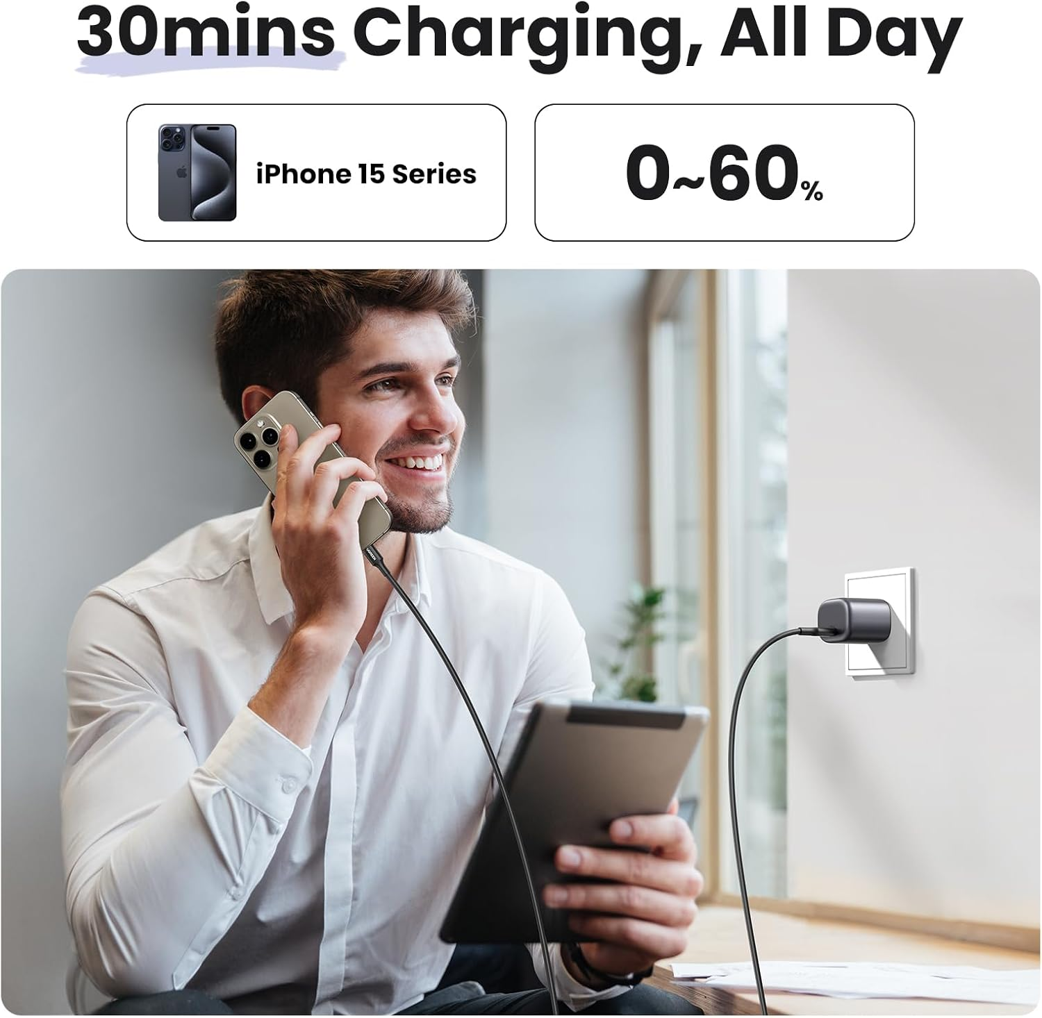 UGREEN Mini 30W USB C Charger Nexode Gan II PD Fast Charging Block PPS Type C Power Adapter AU Plug for Iphone 16 Pro Max/16 Plus/15/14/13/12, Galaxy S24 Ultra/S23, Pixel 9/8, Ipad Air/Pro, Airpods image number 2