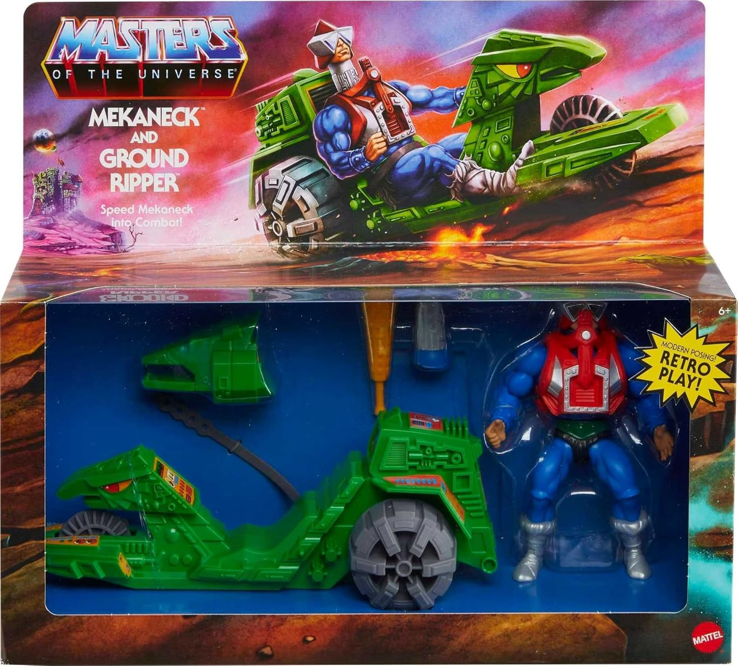 Masters of the Universe Origins Ground Ripper Und Mekaneck - Actionfigur Und Retrofahrzeug Mit Zubeh&ouml;rteilen, F&uuml;r Darstellungen Von Gut Gegen B&ouml;se, F&uuml;r Fans Ab 4 Jahren, HKM62 image number 5