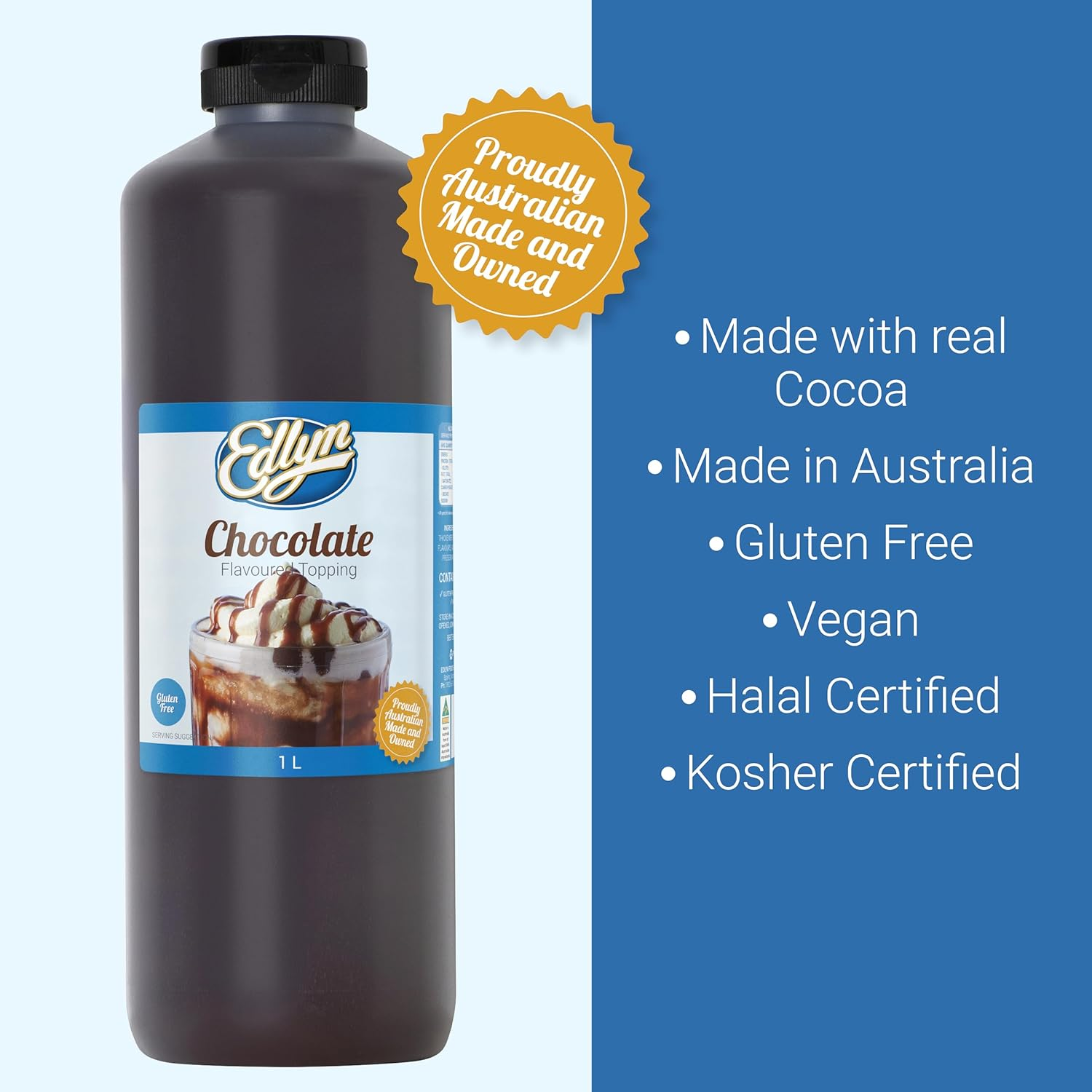 Edlyn Chocolate Flavoured Topping 1 Litre image number 2