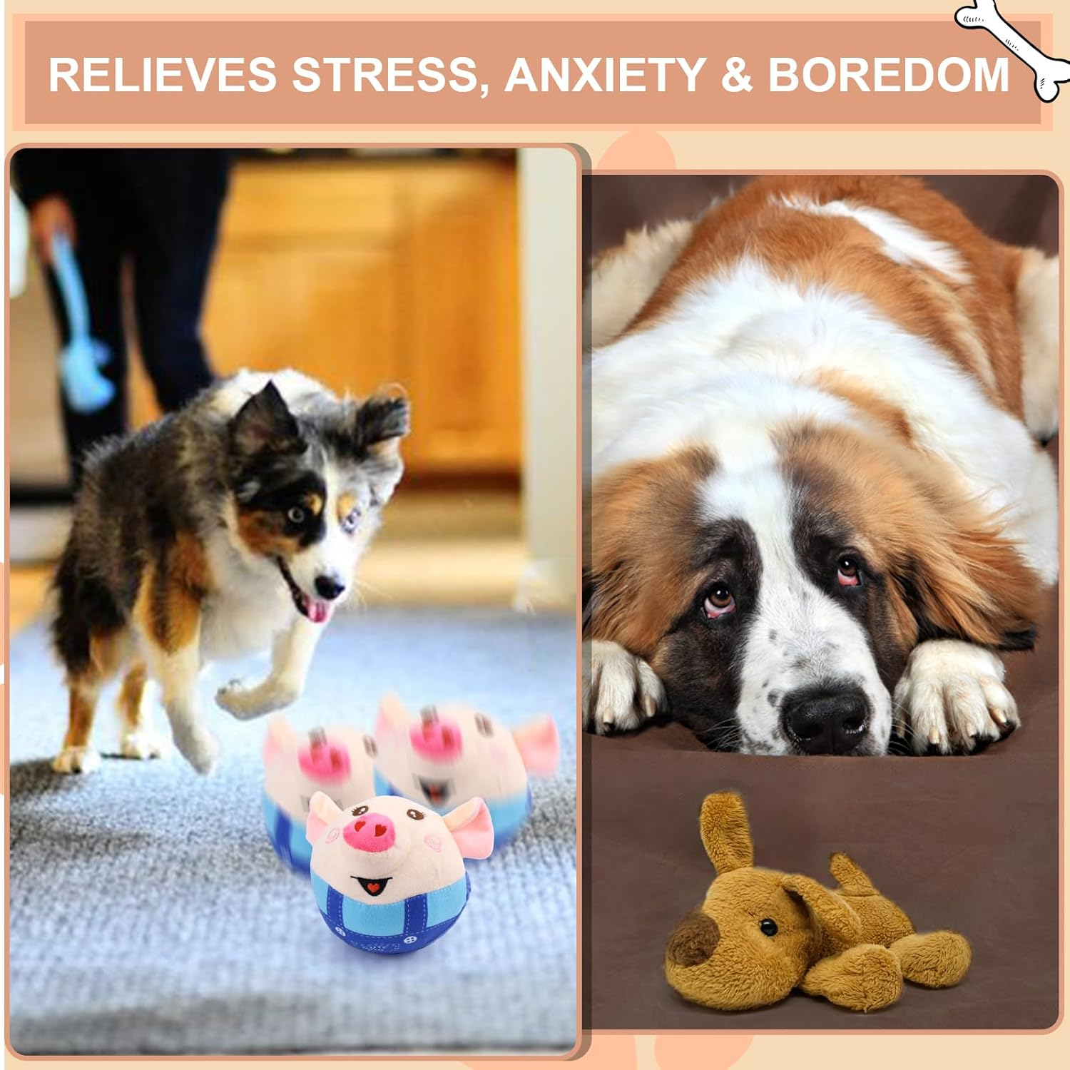 BABORUI Interactive Dog Toys Pig, Jumping Squeaky Dog Toys with Recording and Music Modes, Rechargeable Moving Dog Chew Toys for Small/Medium/Large Dogs to Keep Them Busy(Blue Pig) image number 3