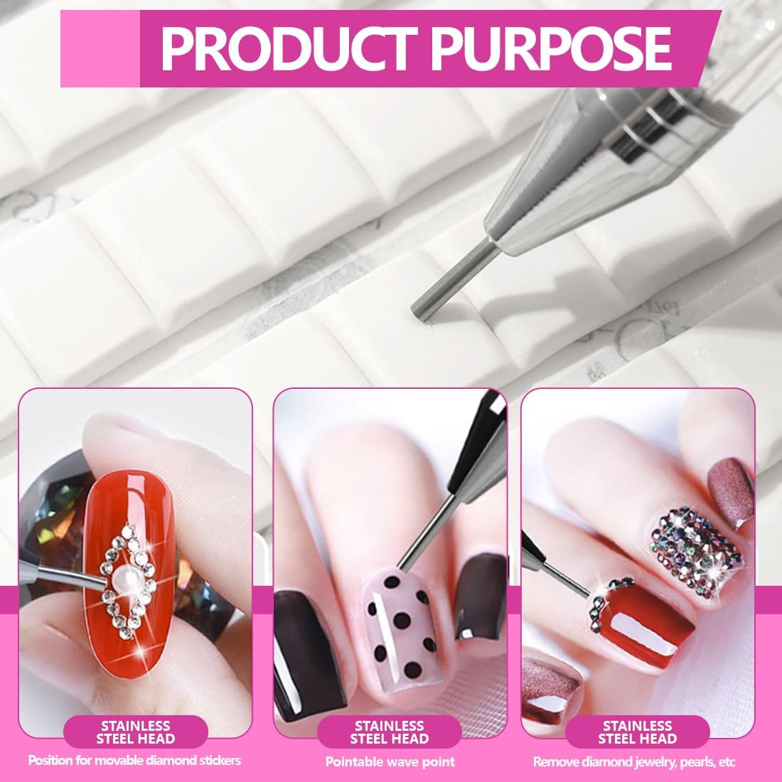 XUKZIMA 7-Piece Set Dual Ended Rhinestone Picker Dotting Pen Dotting Pen Nail Art Tools for DIY Nail Design and Decoration image number 1