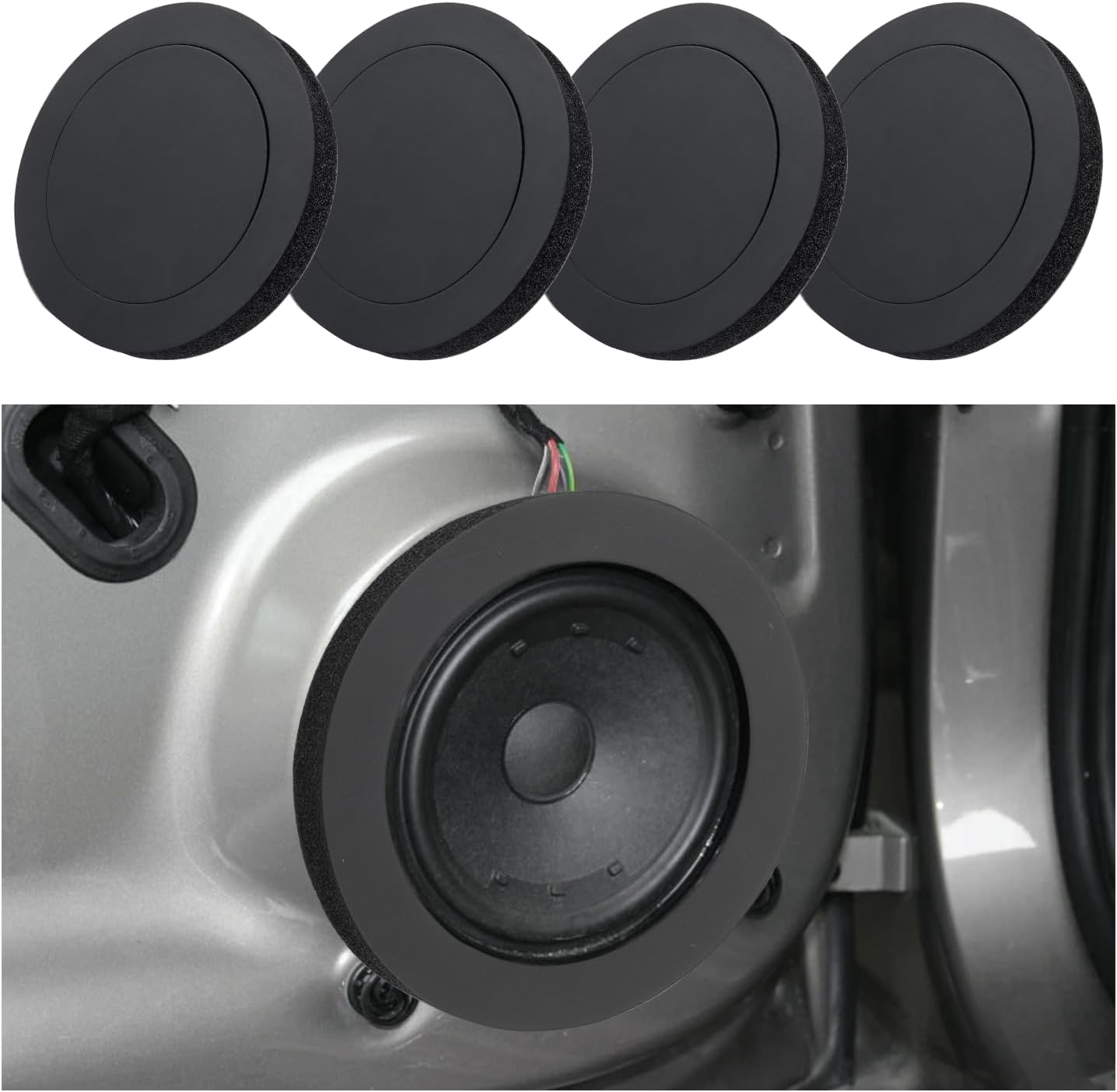 4PCS Speaker Foam Enhancer,6.5" Speaker Foam Rings for Enhancing Stereo Sound in Car Speakers,Universal Self-Adhesive Speaker Gasket Car Accessories for Car,Truck,Suv