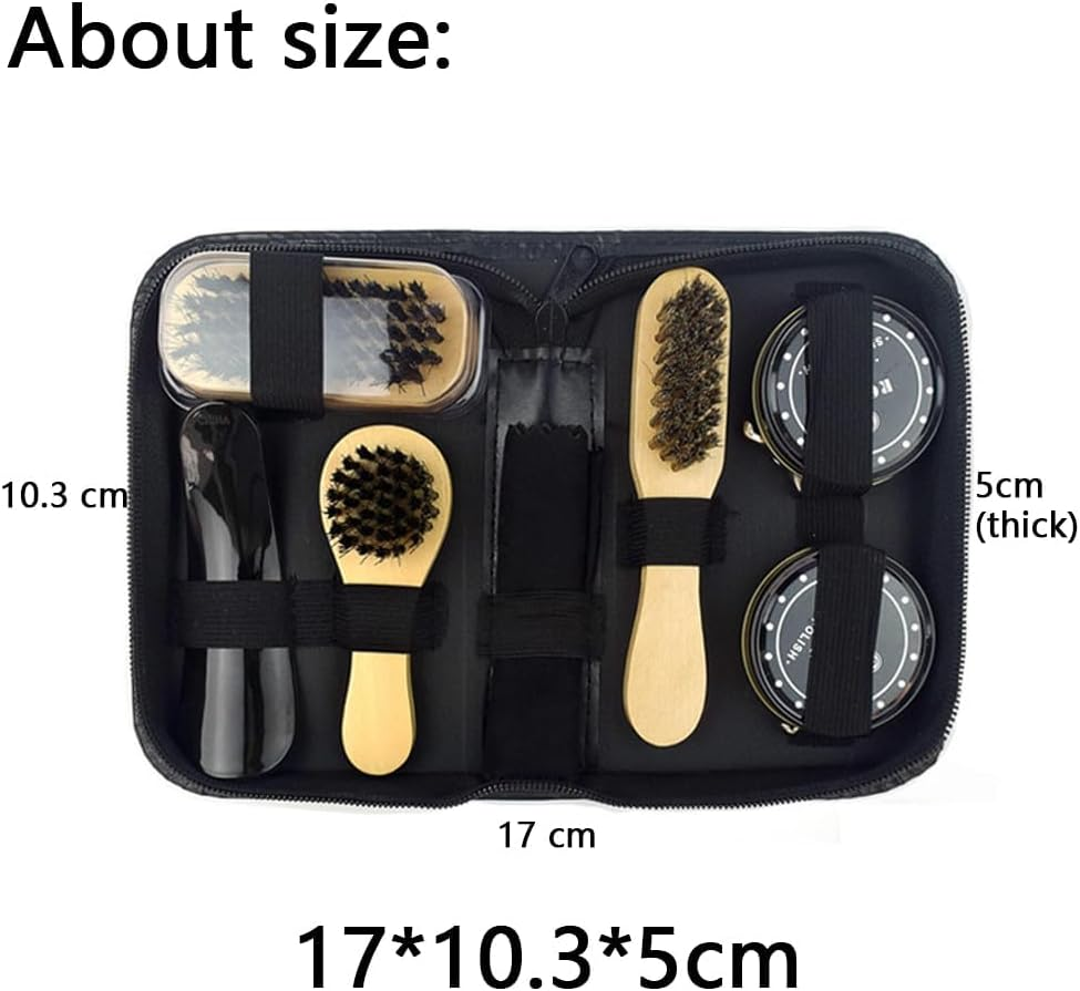 8 PCS Shoe Polish Kit,Portable Travel Shoe Shine Brushes Set with Zipper Bag Care Shoe Shine Tools,Design for Long Use,Practical Cleaning Applicator for Shoes/Wallets/Car Seats/Furniture - Brown image number 6