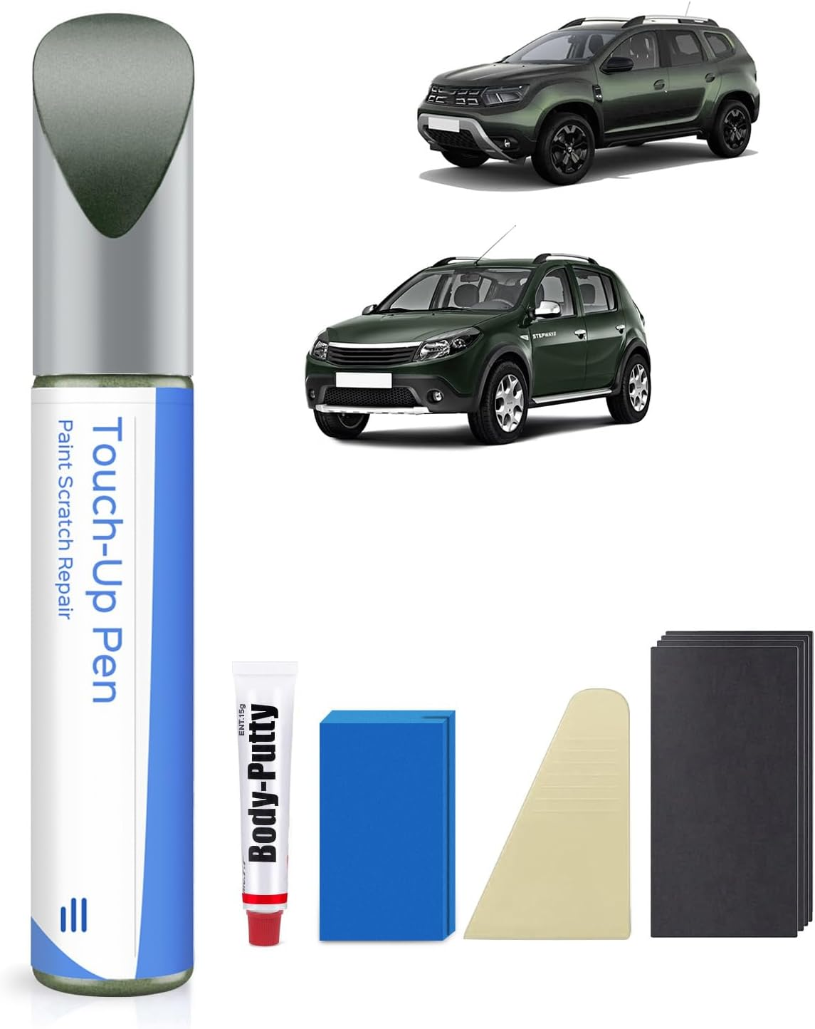 KQM Kaki Lichen/Dusty Grey Metallic Touch up Paint Kit for Dacia Exact Match - Touch up Scratches and Chips