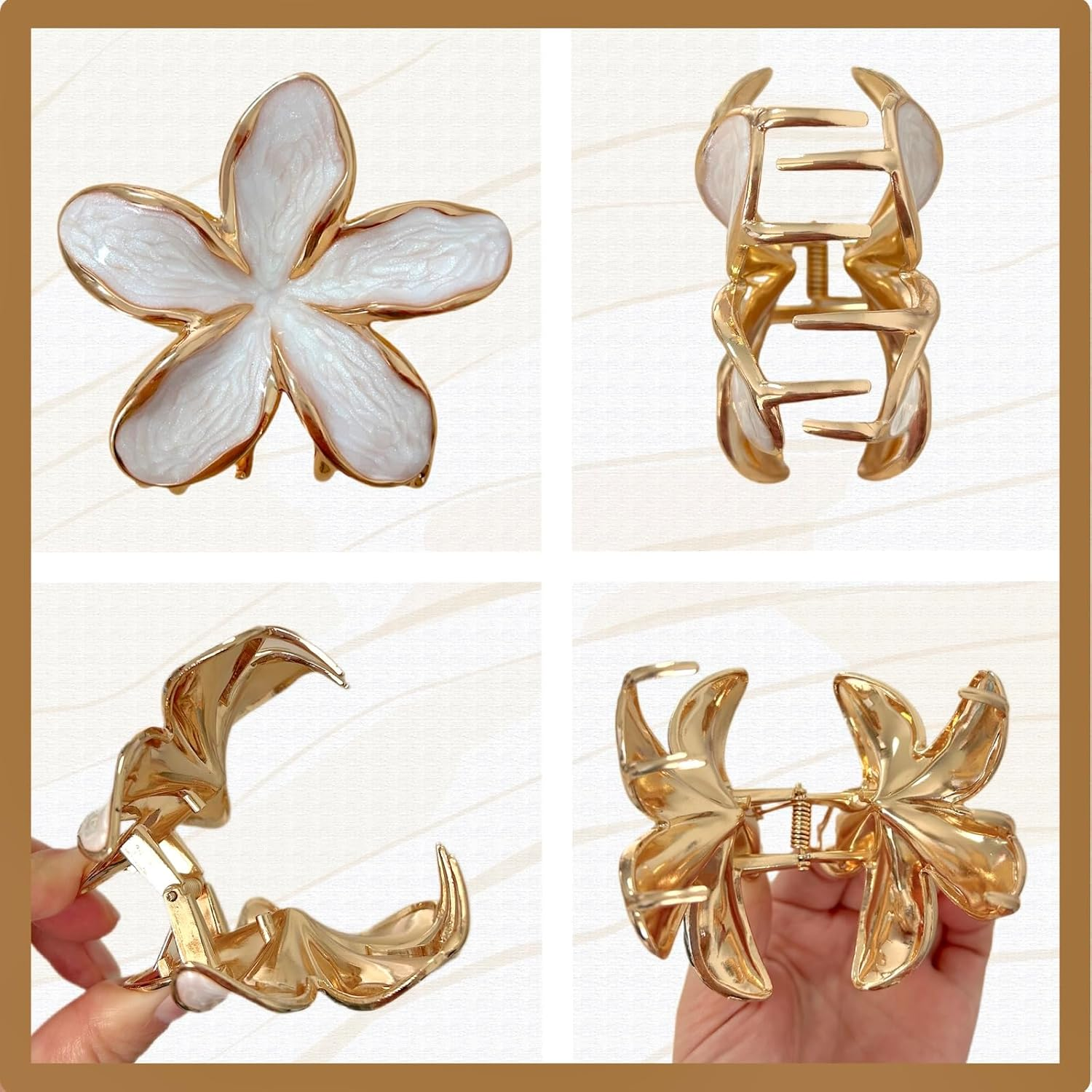 Ypkia Set of 3 Flower Hair Clips Small Set Hair Clips Women'S Metal Hair Clips Solid Claw Clips for Thick Thin Hair Women Girls image number 1