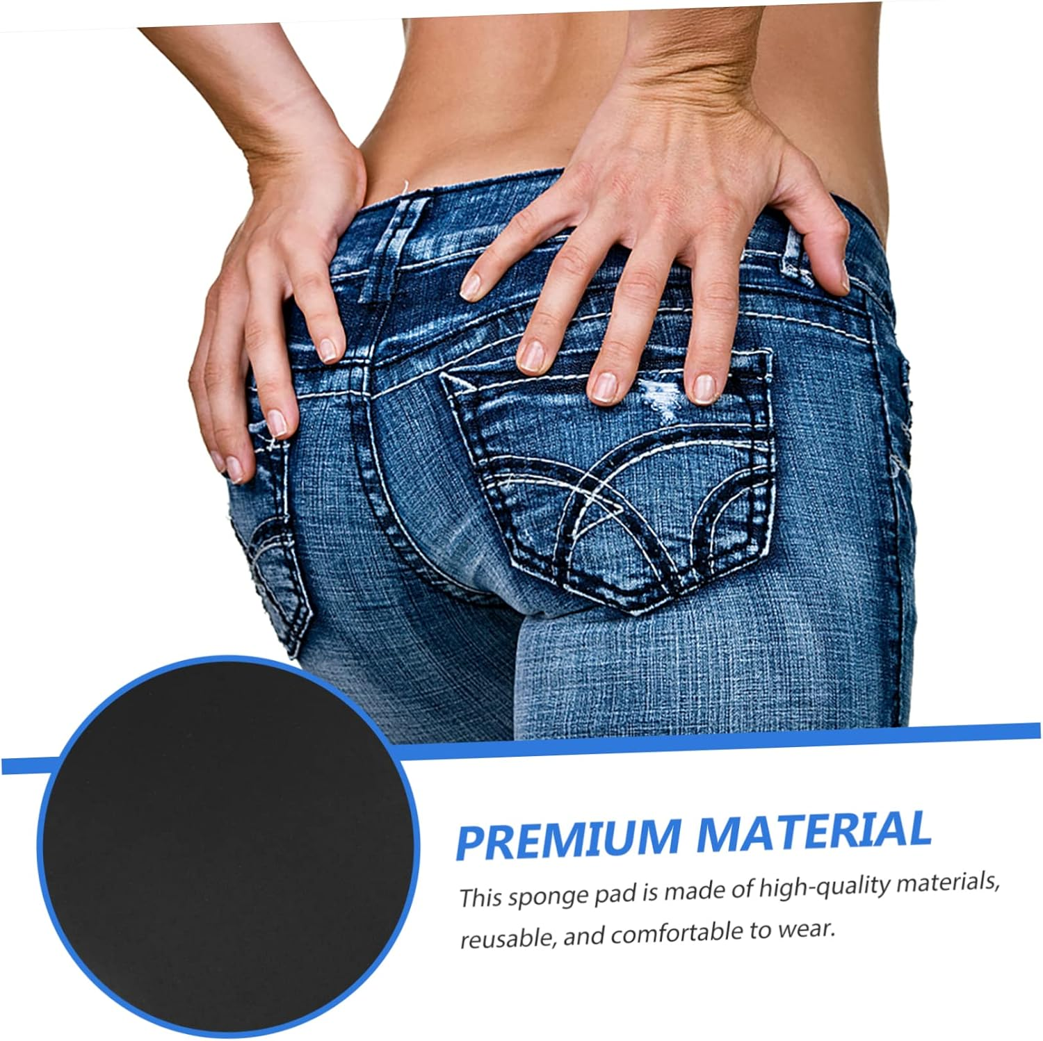 Beavorty Hip Pads and Butt Pads High Waist Thickened Sponge Insert for Postpartum Shaping Underwear Black Reusable Hip Enhancer for Women image number 5