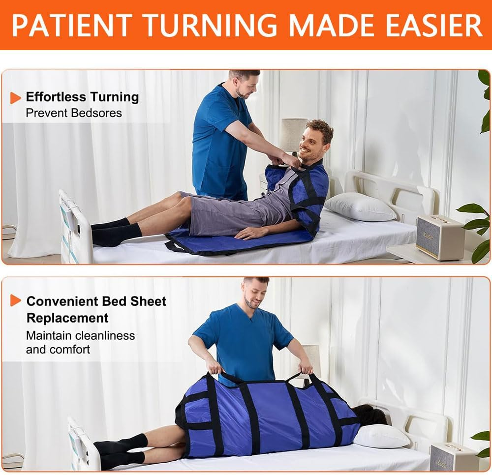 Positioning Bed Pads for Elderly, 48X40 Inch Slide Sheets for Moving Patients with Reinforced Handles, Reusable & Washable Patient Turning Device image number 4