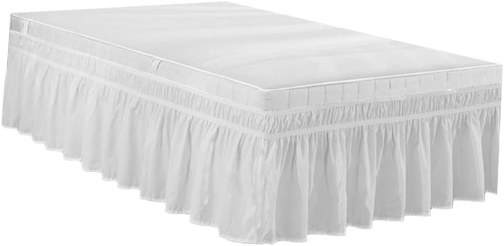 MERRYHAPY Elastic Bed Skirt Elastic Bed Shirt Wrinkle Bed Shirt Ruffle Bed Skirt Hotel Bed Cover Bed Wrap Skirt Princess Bed Canopy Peplum Blouse Bouffancy Bed Skirt Ruffles Pajamas White image number 5