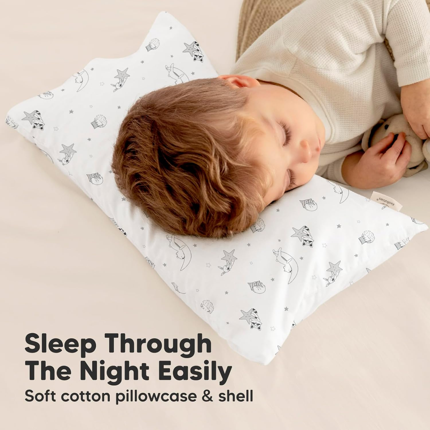 Toddler Pillow with Pillowcase - 25X46 My Little Dreamy Pillow, Organic Toddler Pillows for Sleeping, Kids Pillow, Nursery Small Pillows, Travel Pillows for Sleeping, Toddler Bed Pillows (Slumber) image number 3