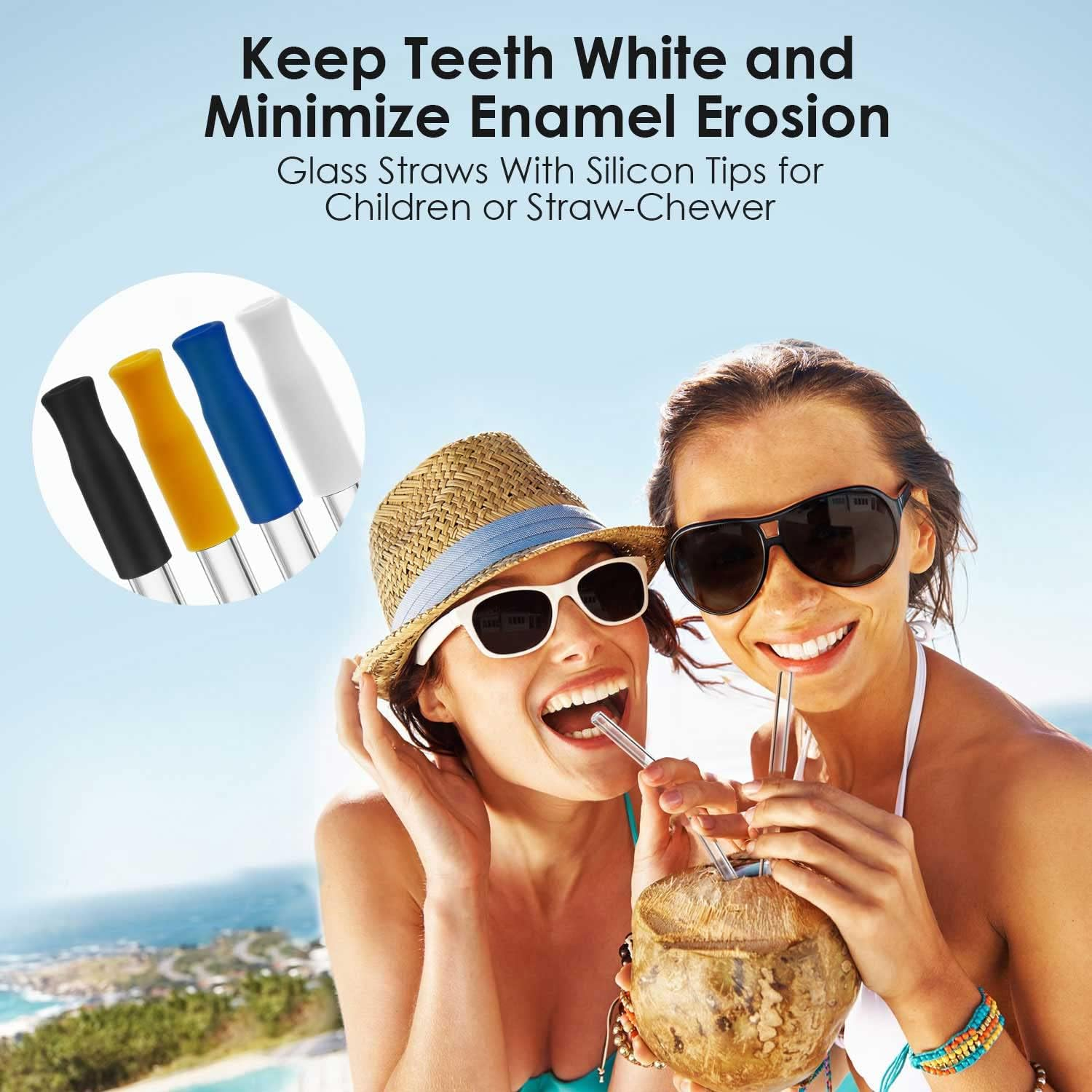 Reusable Glass Straws: Portable with Case, Multi-Size Clear Straws for Drinking image number 5