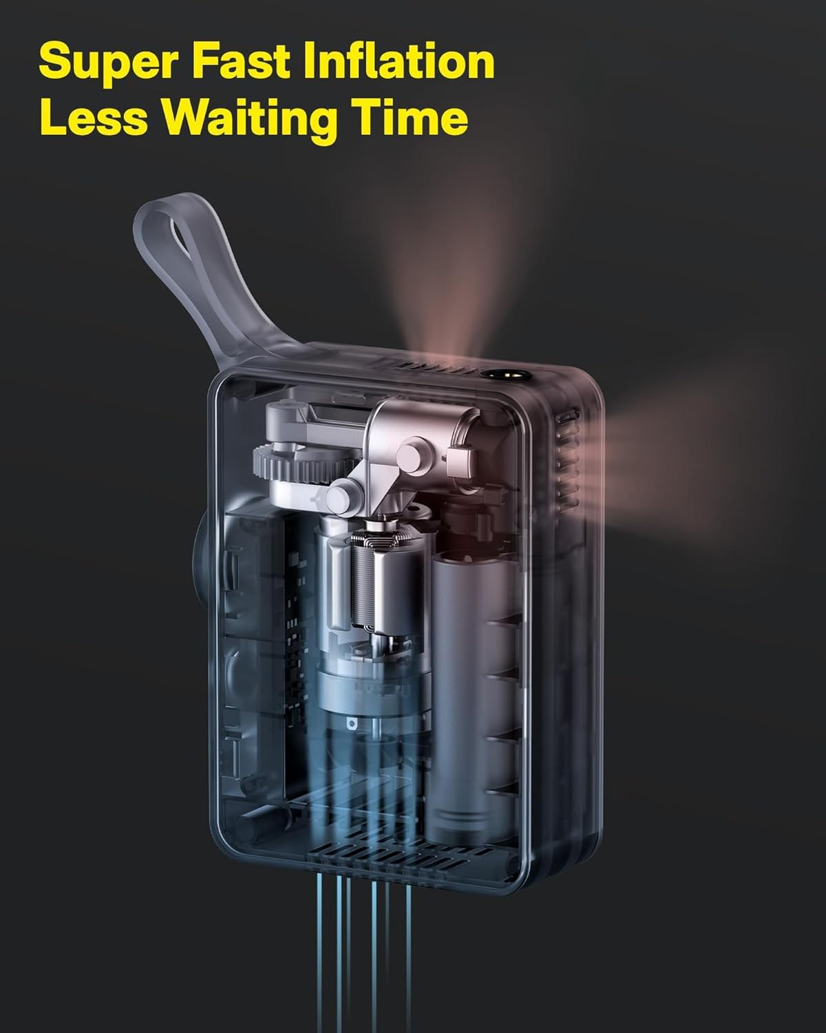 HOTO Tire Inflator Portable Air Compressor, 150 PSI Tire Inflator, Digital Display，Emergency LED Light for Bicycle, E-Bike, Car, Ball, Motorbike image number 6