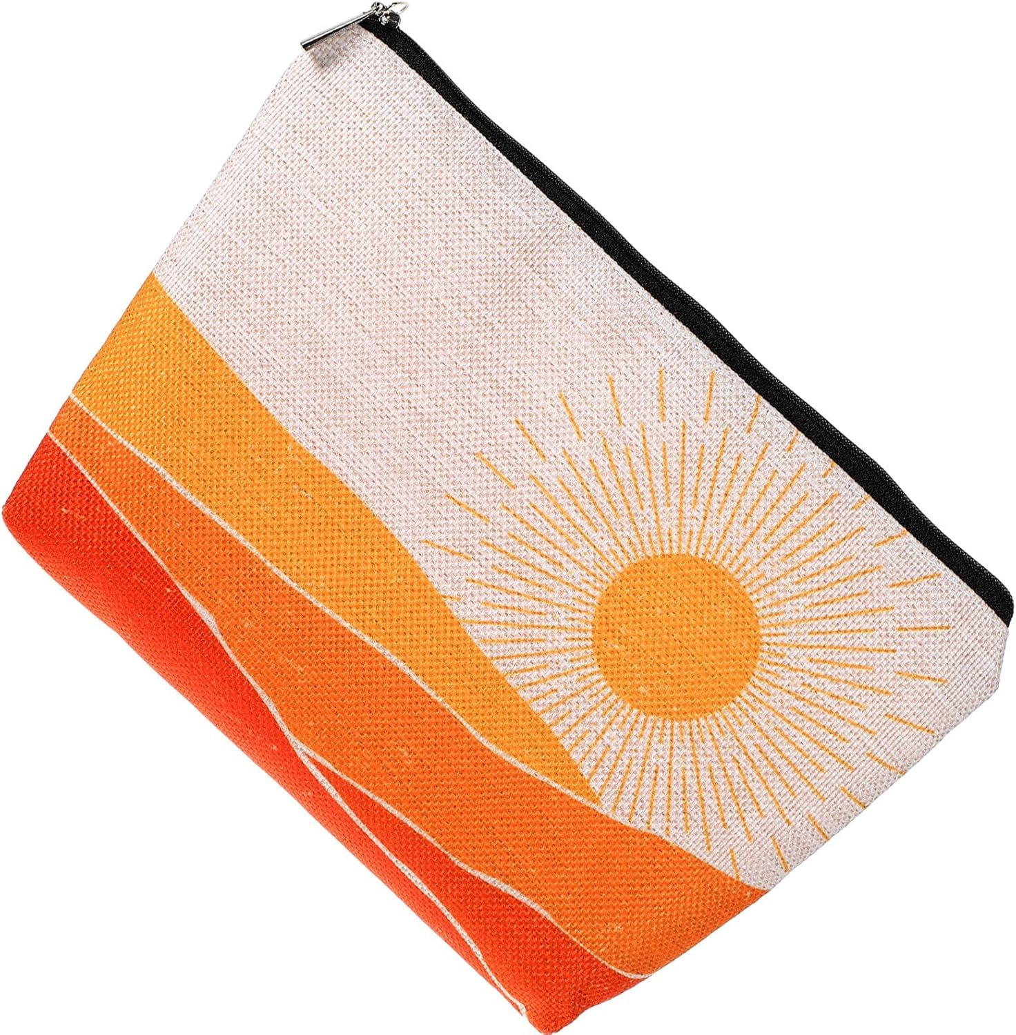 VERDANVERSE Waterproof Cotton Linen Makeup Bag with Geometric Pattern, Portable Travel Cosmetic Organizer Pouch for Toiletries and Accessories, Lightweight Bohemian Style Toiletry Bag image number 3