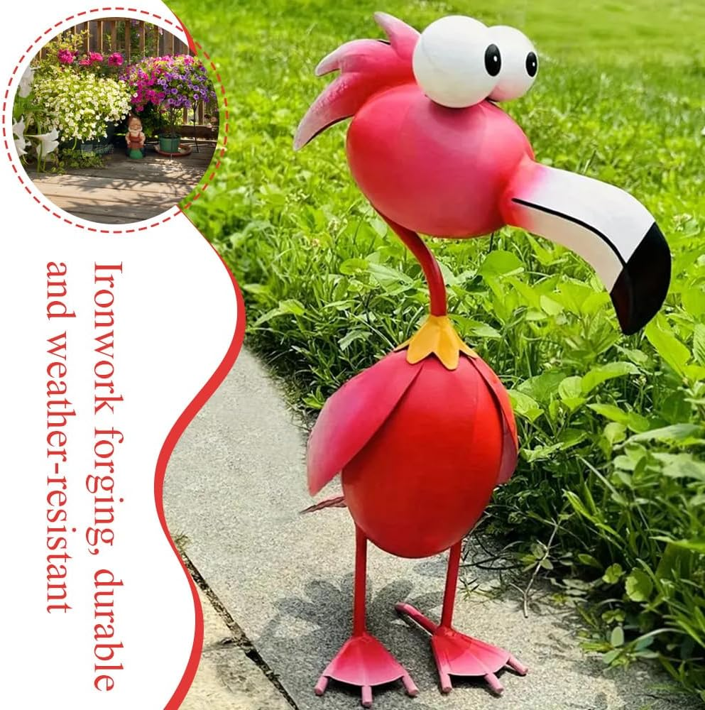 Flamingo Decor,Pink Flamingos Yard Decorations,Outdoor Garden Statue,Metal Flamingos Statue,For Yard Patio Backyard Porch,Parties Decorations,Lawn Ornaments image number 5