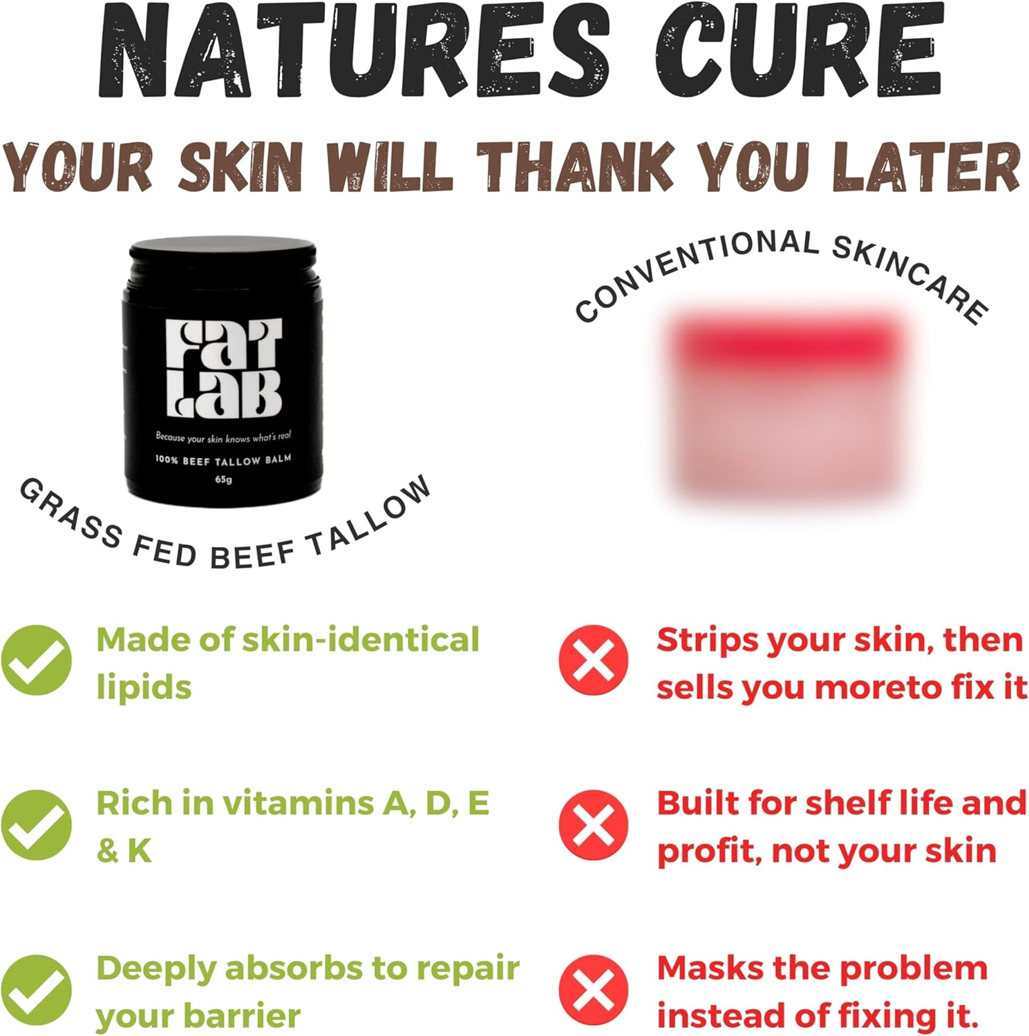 Vanilla-Infused 100% Grass-Fed Beef Tallow Moisturiser 30G image number 2