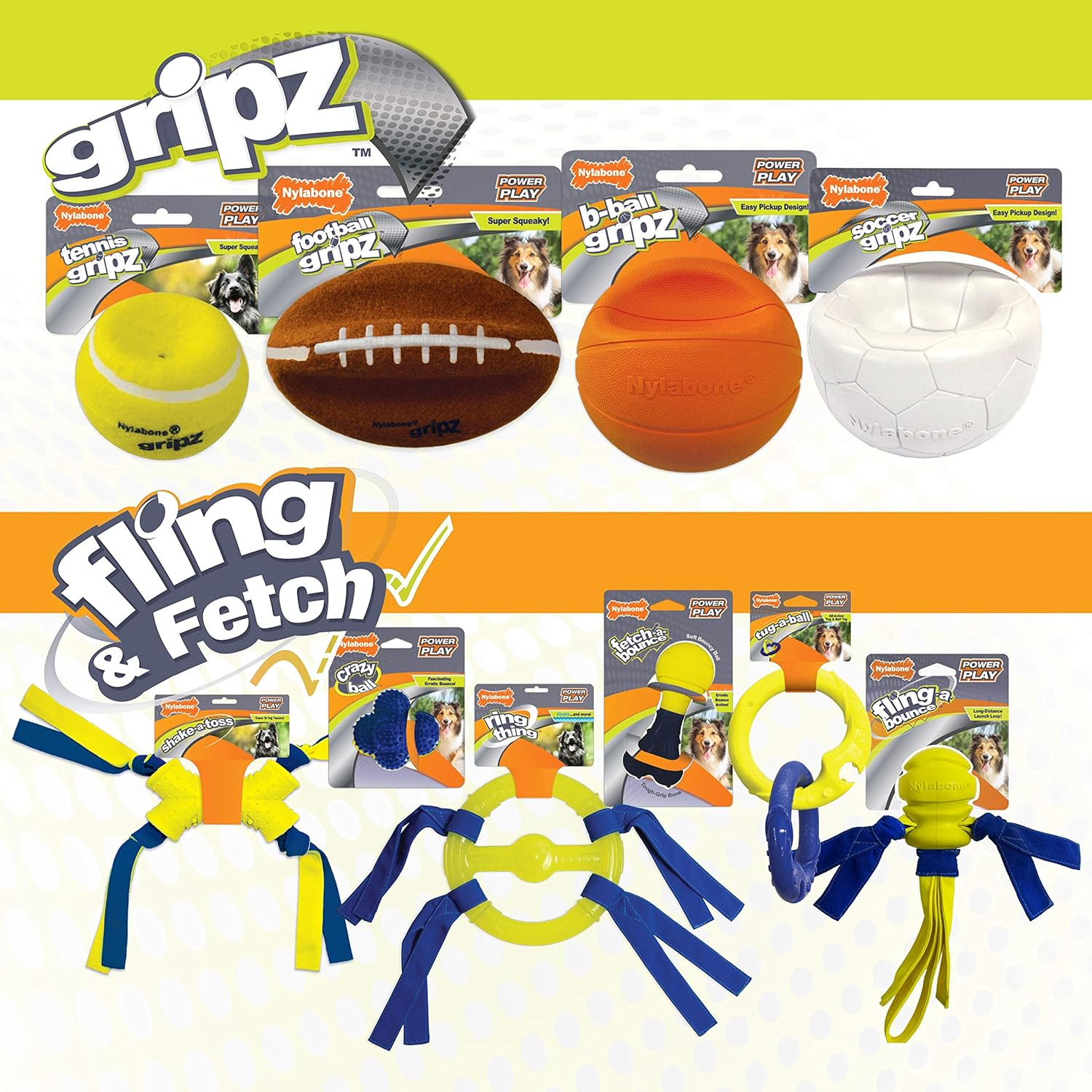 Nylabone Power Play Gripz Dog Soccer Ball Toy with Easy Pickup Design Medium - 5.5 In.
