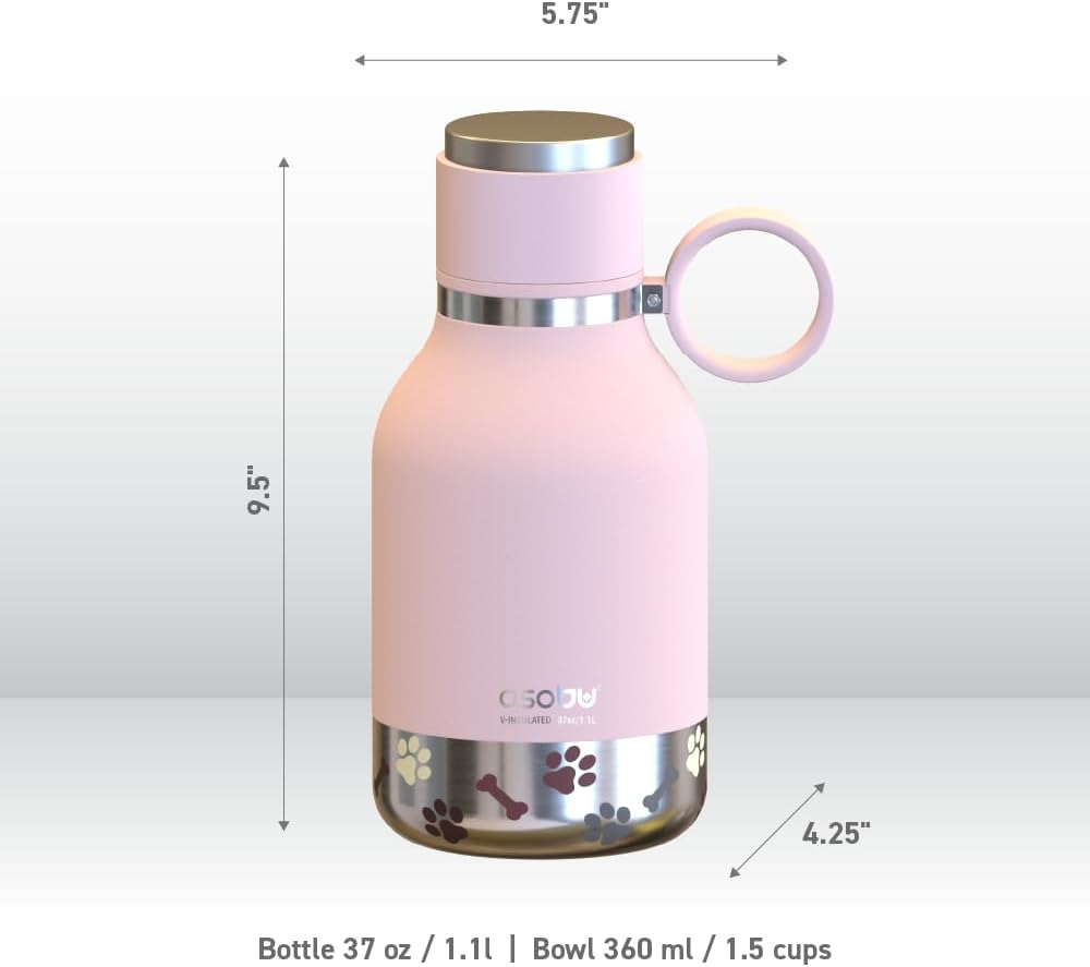 Asobu Stainless Steel Dog Bowl Bottle, Pink, 975 Ml Capacity image number 1