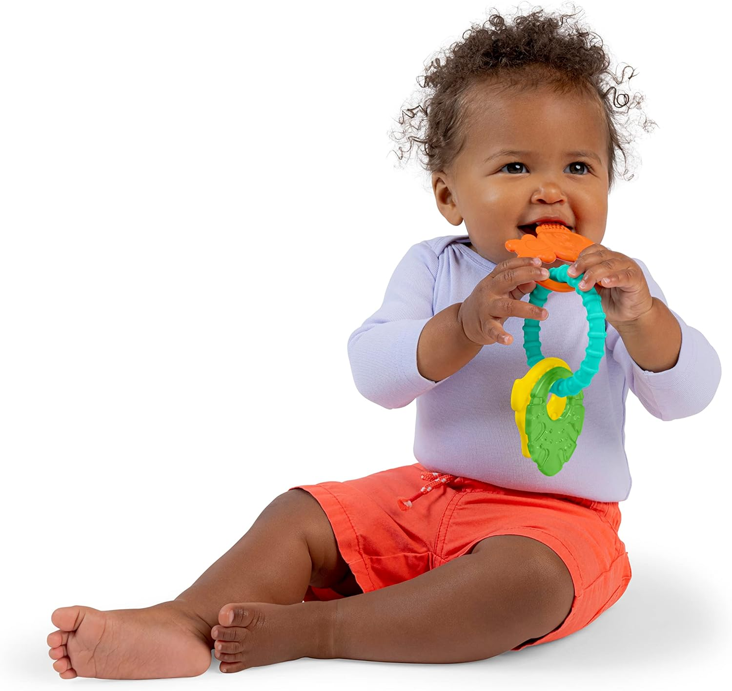 Bright Starts Tropical Chews Silicone Teething Ring - Bpa-Free Monkey, Leaf, Banana - Unisex, 3 Months + image number 2