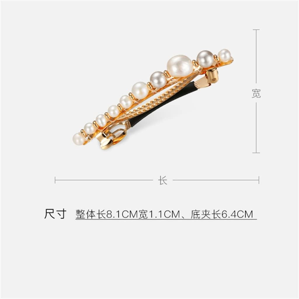 Crystal Hair Accessories,Clips Hairpins,Clip Plate,Pearl Praise Series Hairpin Baroque Back Head Press Clip One-Word Hairpin Women'S Plate Hairpin Headwear (Color : A, Size : 8.1 * 1.1Cm) image number 5