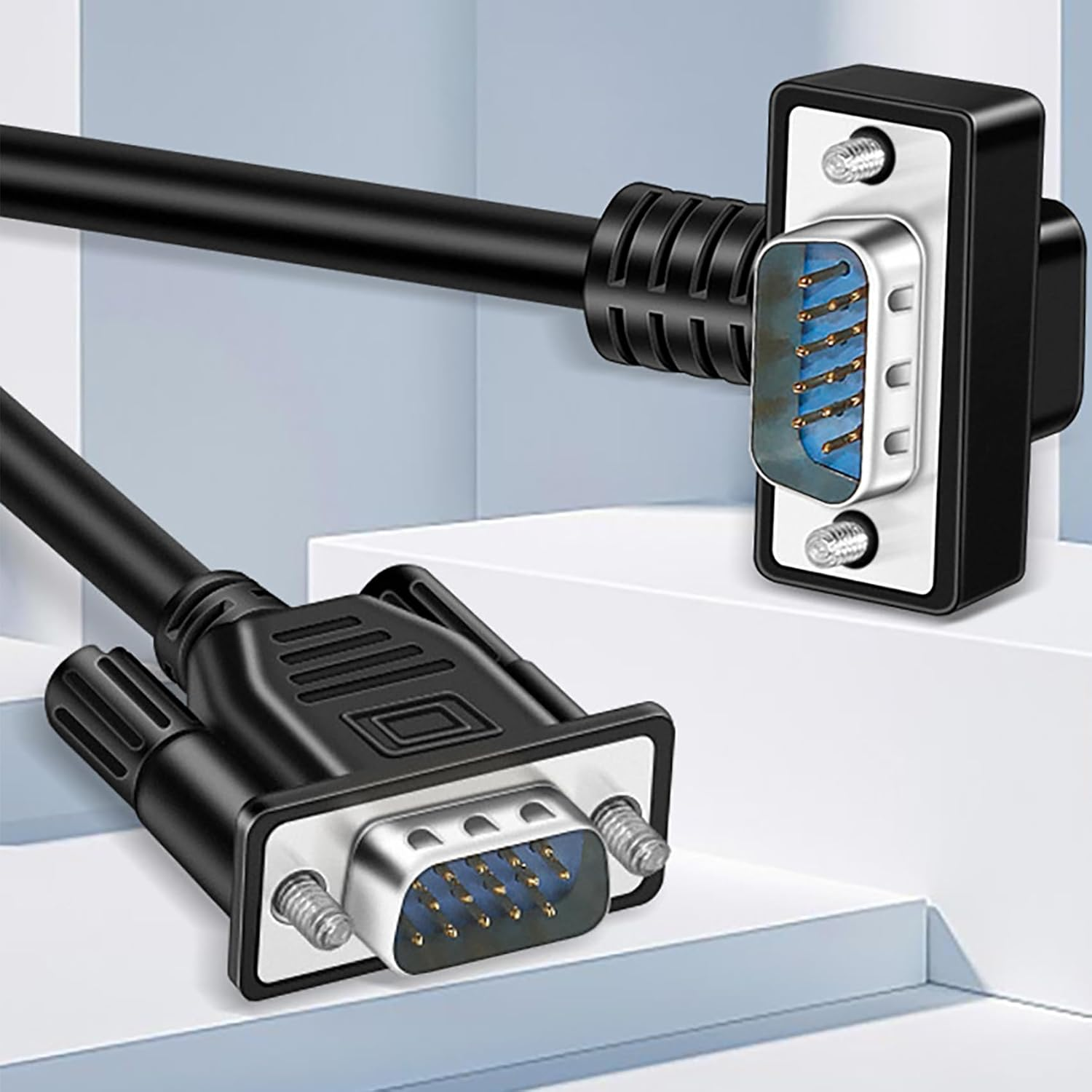 Tunghey 90 Degree Right Angle VGA Cable, down Angle VGA Male to VGA Male Cable 1080P Full HD Computer Monitor Cable for Computer PC Laptops TV Projectors (1.5M)