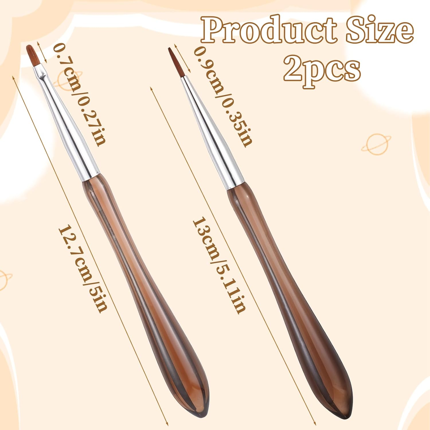 COMNICO 2PCS Nail Art Brushes, Flowers Drawing Pen Versatile Nail Drawing Pen Nailtools Dual End Nailpen Brush Acrylic round Flat Painting for Petals Leaves and Intricate Art Designs image number 2