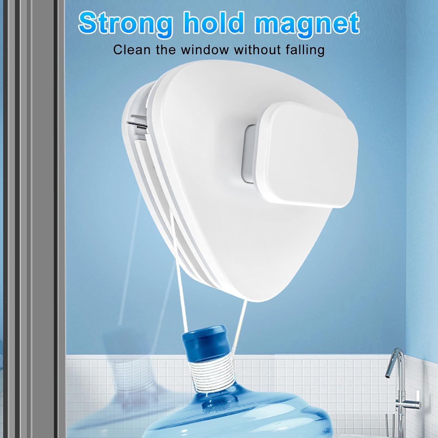 Multi Purpose Dual Sided Glass Cleaner Time Saving Magnetic Window Wiper Tool for Home Triangular Shape Design (18-30)