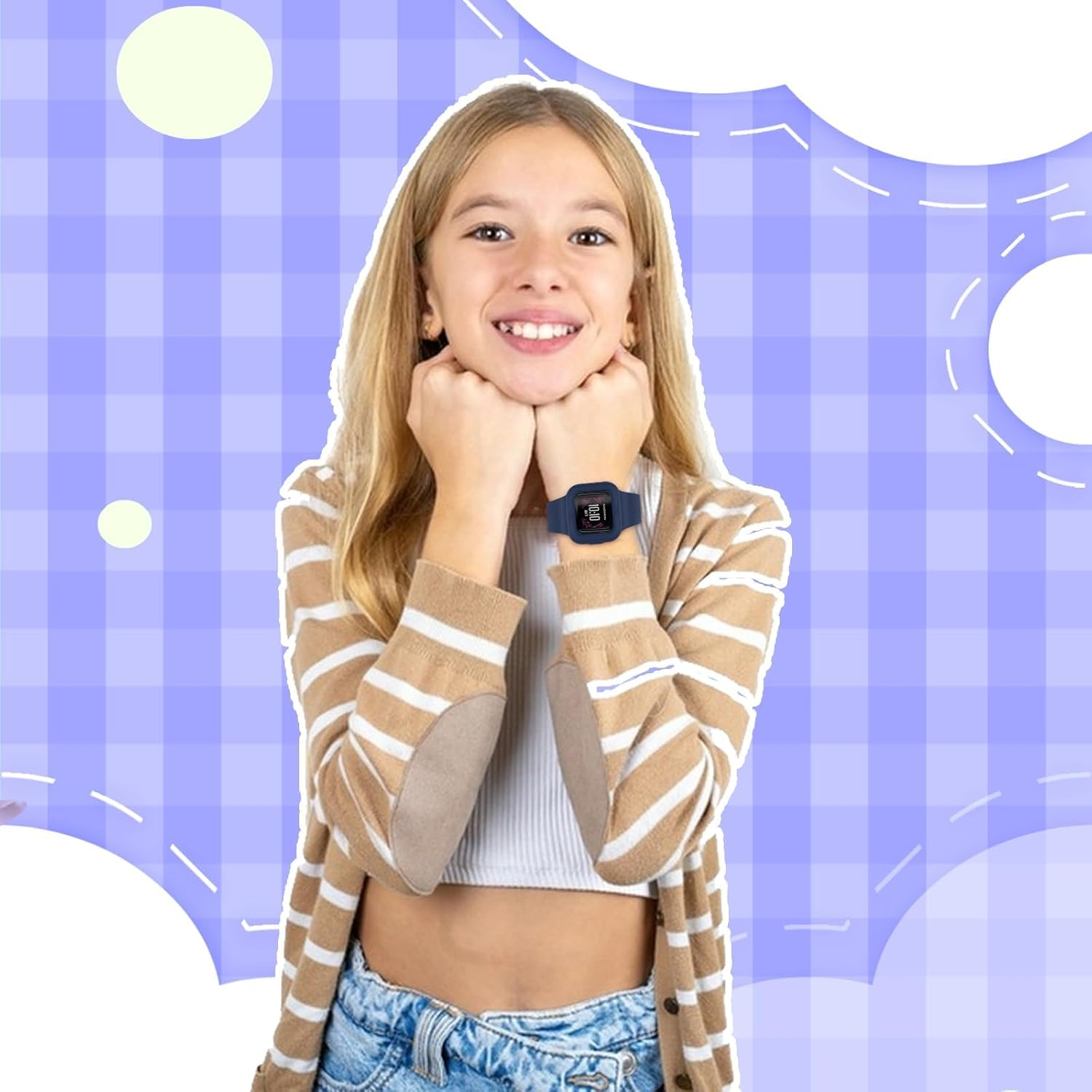 (3 Pack)T Tersely Replacement Band Strap for Garmin Vivofit JR 3/Junior 3, Soft Silicone Metal Clasp Buckle Wrist Strap Watch Band Bracelet for VIVOFIT JR3 Junior3 Kids Fitness Tracker - Black + Drak Green+ Blue Grey image number 5