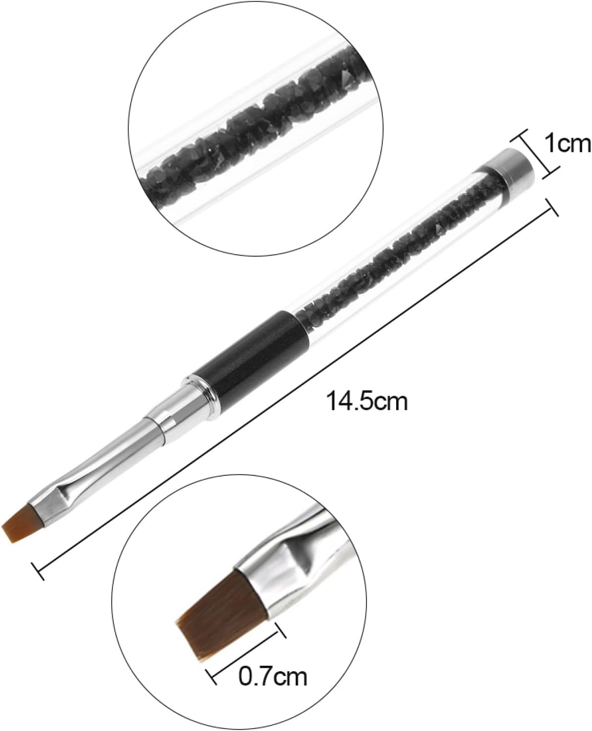 Labymos 1Pc Nail Art Brush Nylon DIY Nail Pen Flat Nail Painting Brush Salon Decoration Pen for UV Gel Nail Tool Black image number 2