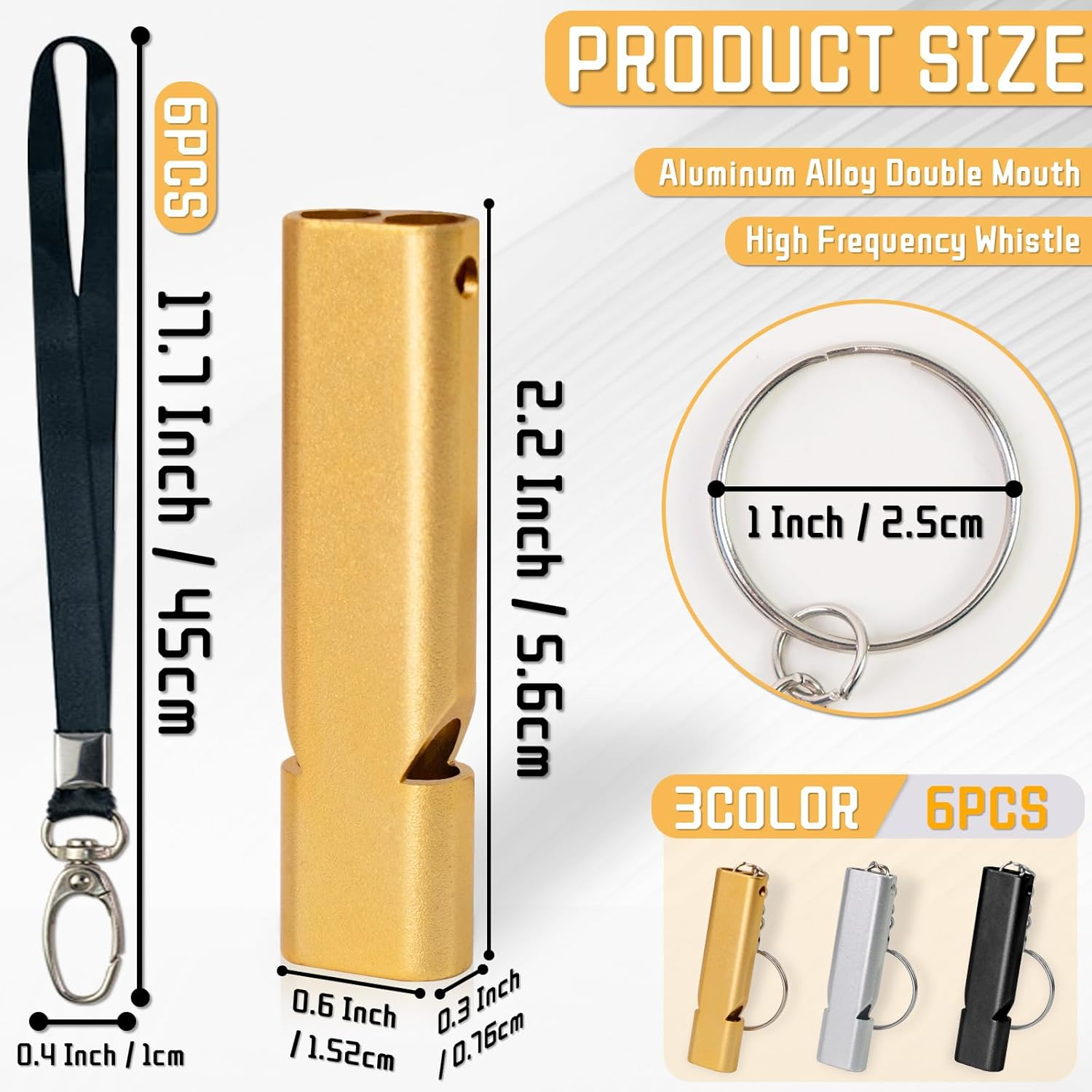 NEETUE 6 PCS Whistles for Adults with Lanyard, Black Whistle, Storm Whistle, Squeeze Boat Whistle, Hiking Whistle Safety Whistle, Whistles for Adults Emergency, Bear Whistle to Scare Bears image number 6