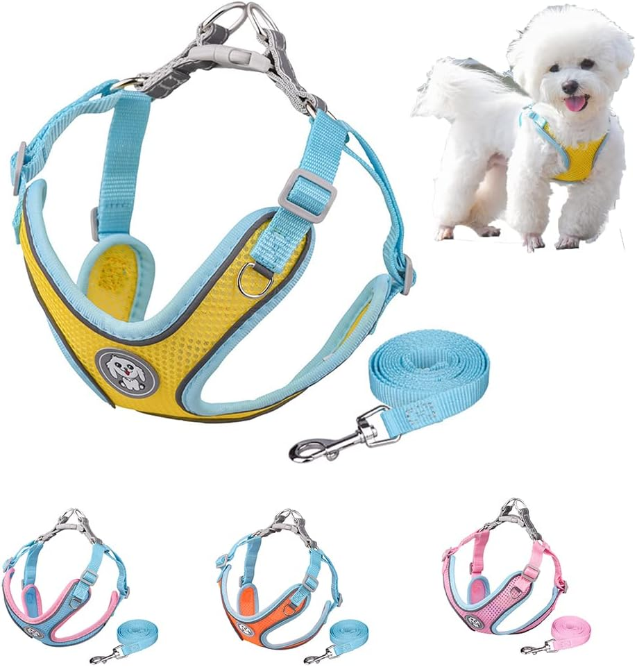 Dog Harness and Leash Step-In Air All Weather Mesh Step in Vest Harness for Small and Medium Dogs Yellow M image number 3