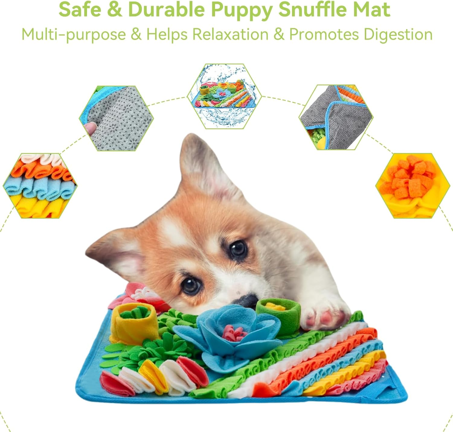 VCCLFSIA Snuffle Mat for Dogs, Sniff Mat Slow Feeding Mat for Small Pets, Cats, Rabbits, Puppy Snuffle Mat Encourages Natural Foraging Skills for Small Dogs Cats (15.4 X 15.4In/39Cm X 39Cm) image number 3