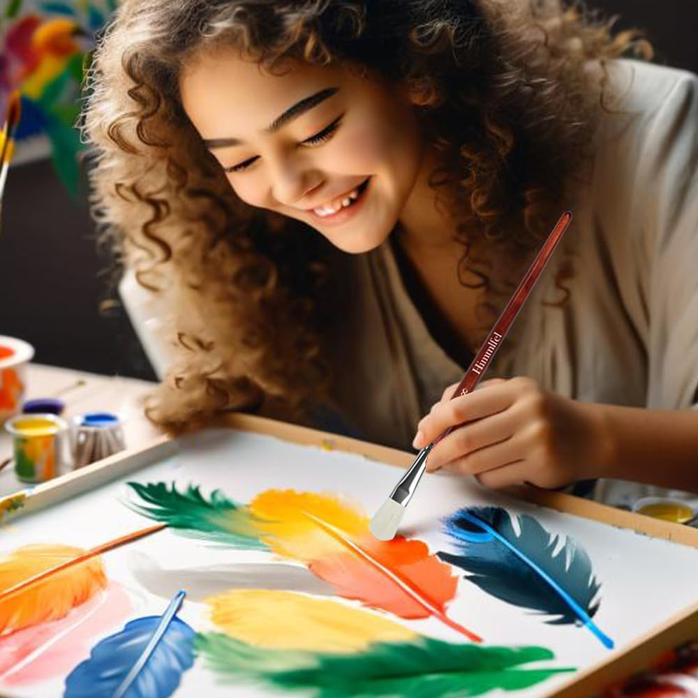 Himmlfel Blending Painting Brushes,7Pcs Premium Goat Hair Brush Set for Acrylic, Watercolor, Gouache,Oil Painting,Versatile Gilding Brush Set for Crafts,Ceramic,Pottery Paint,Gold Leaf image number 2