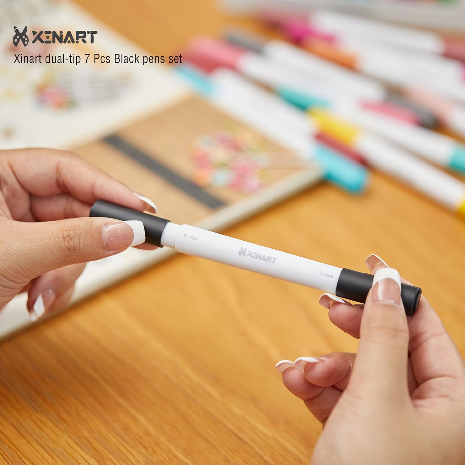 XINART Dual Tip Black Marker Pen for Cricut Joy Machines, Black Fine Point Pen 0.4 Tip and Medium 1.0 Tip of 7 Pack Writing Drawing Pens Compatible with Cricut Joy Extra Cutting Machine image number 5